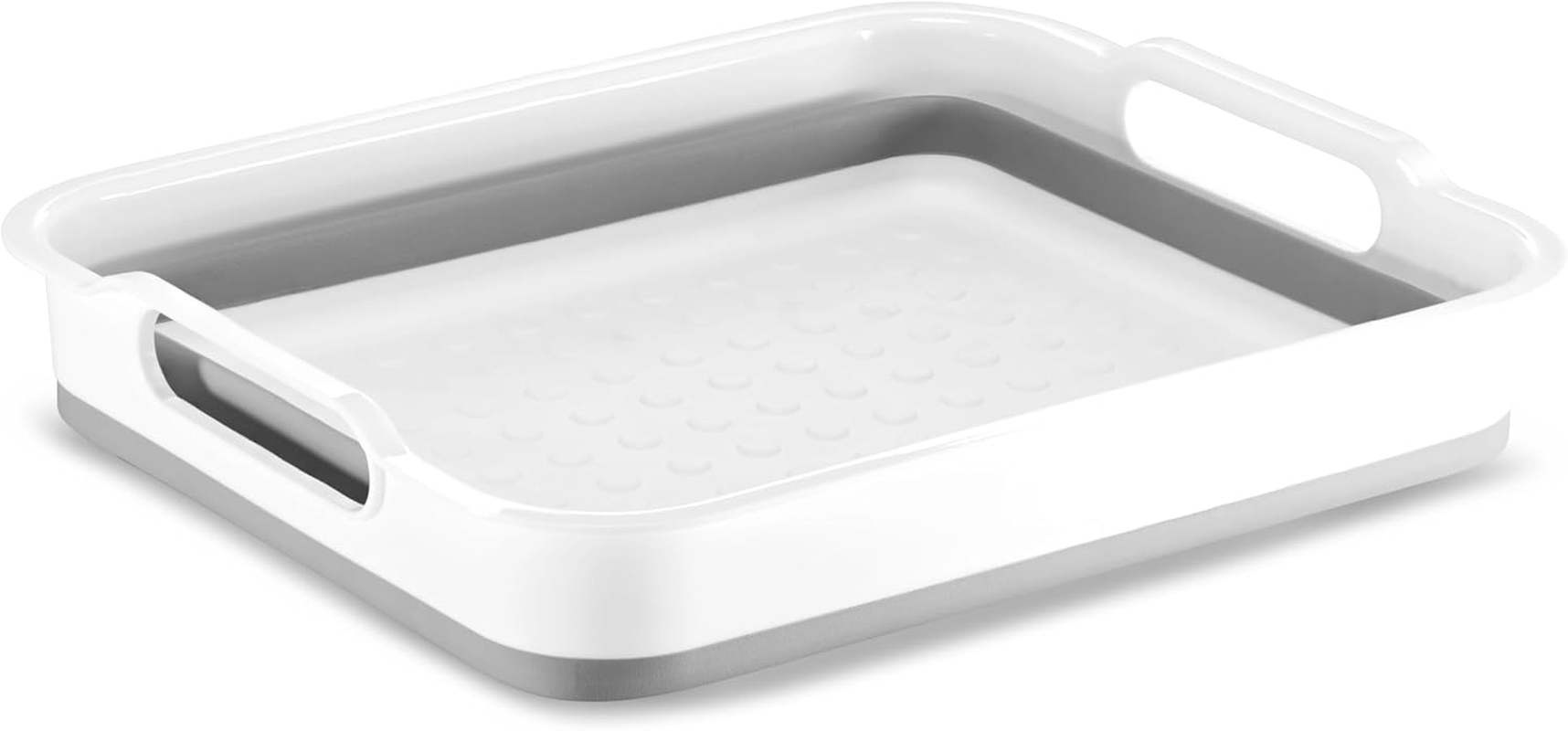 Madesmart Collapsible Dishwashing Basin with Handles, Plastic Pop-Up Dish Wash Basin for Kitchen Counters, Gray/White image number 4