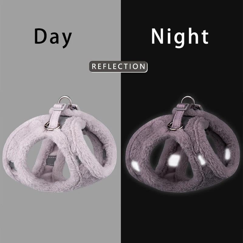 Adjustable Dog Harness and Leash Set No Tension Dog Cat Harness and Leash Set Winter Warm Soft and Comfortable Pet Harness and Leash Set for French Bulldog Chihuahua Pug,Green,L image number 3