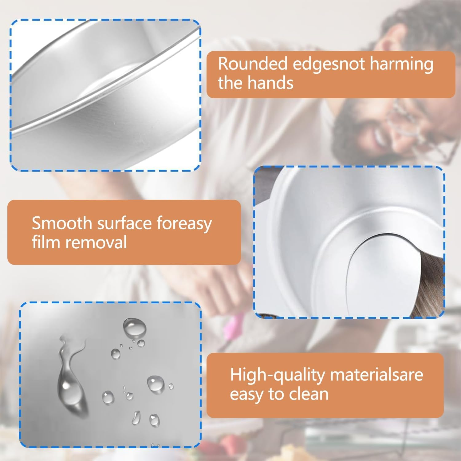 2 Pcs Heart Shaped Cake Pan Set, Aluminum Heart Shape Mould, Non-Stick Heart Cake Tins, 6 Inch & 8 Inch, Removable Bottom Baking Mould, for Household Christmas Birthday Wedding image number 1