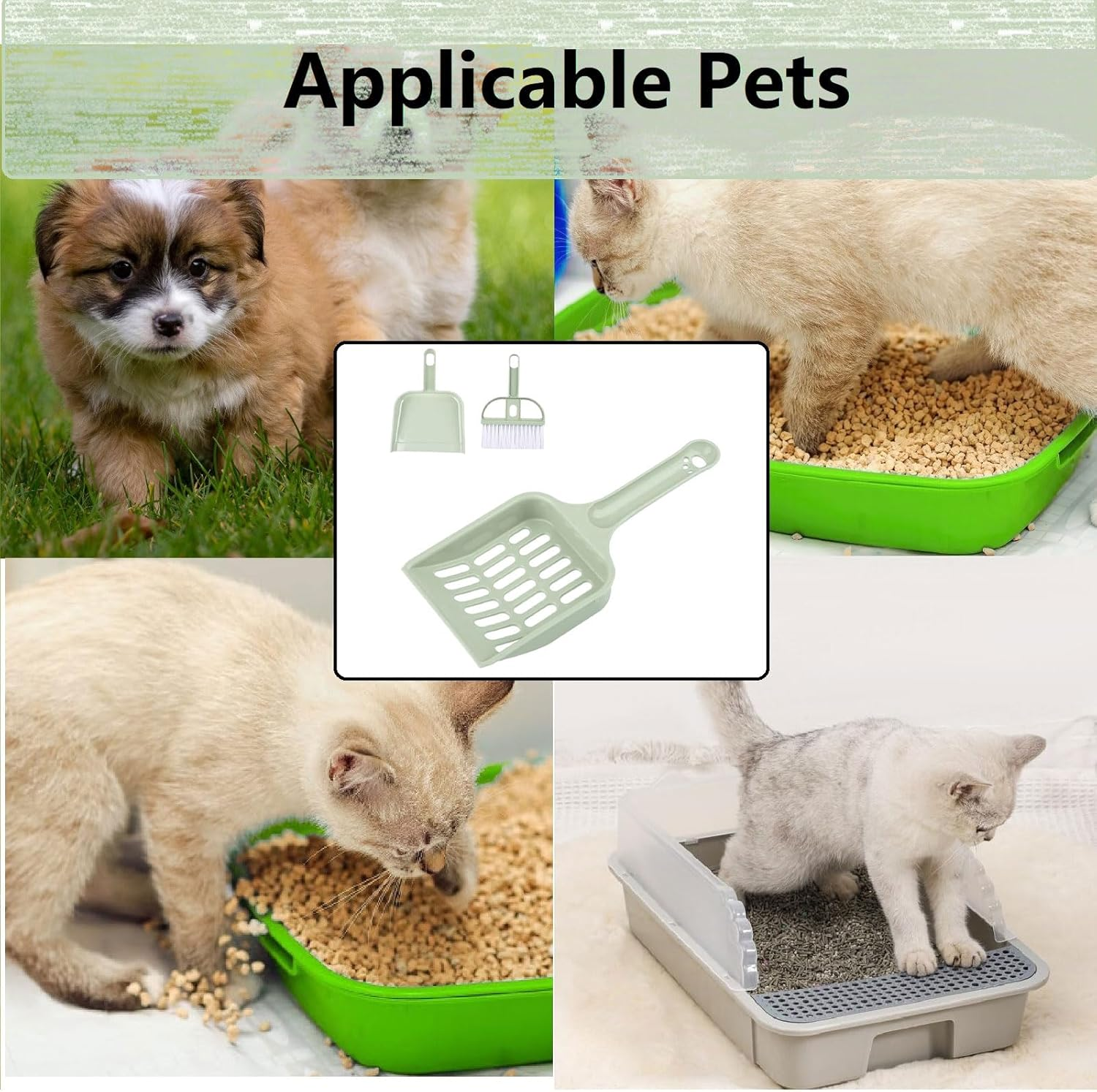 Cat Litter Scoop, Cat Litter Scoop Broom Set, Plastic Cat Litter Scooper, Litter Scoop, with 1 Cat Litter Scoop, 1 Broom and 1 Dustpan, Scoop for Cleaning Cat Litter image number 6