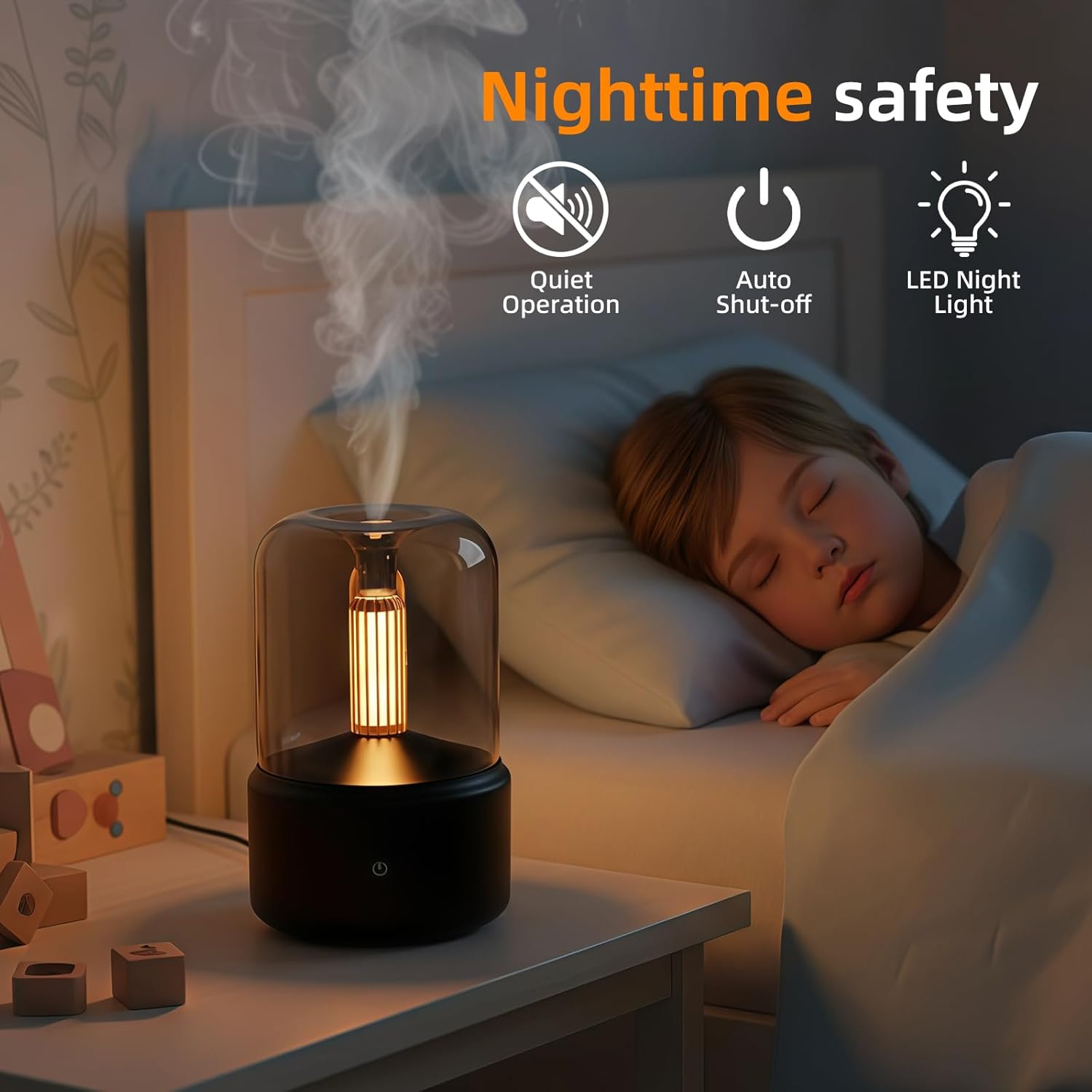 Essential Oil Diffuser with LED Night Light and Auto Shut-Off, Ultrasonic Cool Mist Humidifier, Ultra-Fine Atomisation, Air Humidifier for Bedroom, Plants, Living Room image number 1