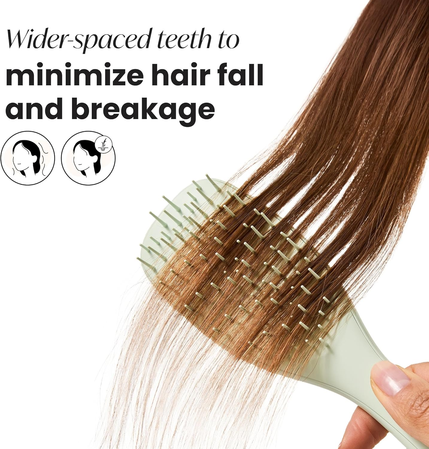 Tangle Teezer Extra Gentle Ultimate Detangler Hairbrush, Less Tension to Minimise Breakage, Effective and Extra Gentle Detangling, Safe for Uuse on Wet and Dry Hair, for All Hair Types, Eucalyptus - Eucalyptus image number 4