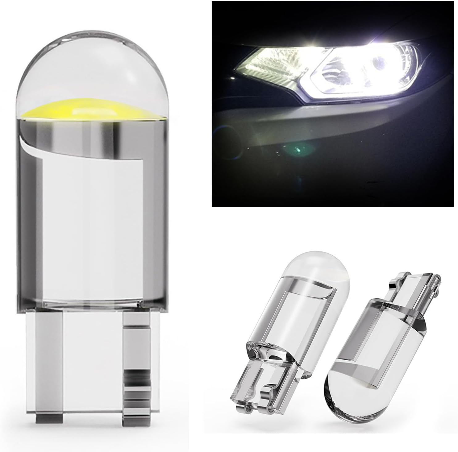 12-Pack 6000K White LED Bulbs - T10 W5W 168 2825 Wedge COB, Error-Free for Car Interior Dome, Map, Door, Courtesy, and License Plate Lighting image number 3