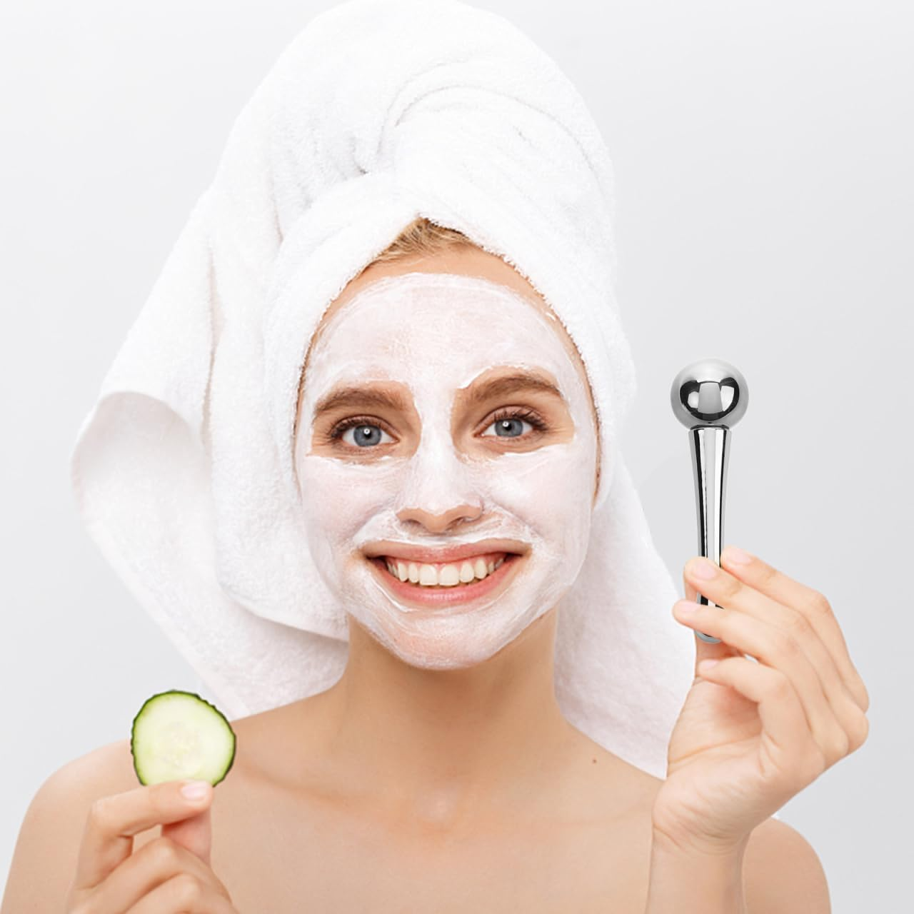 WOFASHPURET Ice Roller for Face and Eye Cooling Stainless Steel Facial Massage Ball for Puffiness Relief and Skincare Routine image number 4