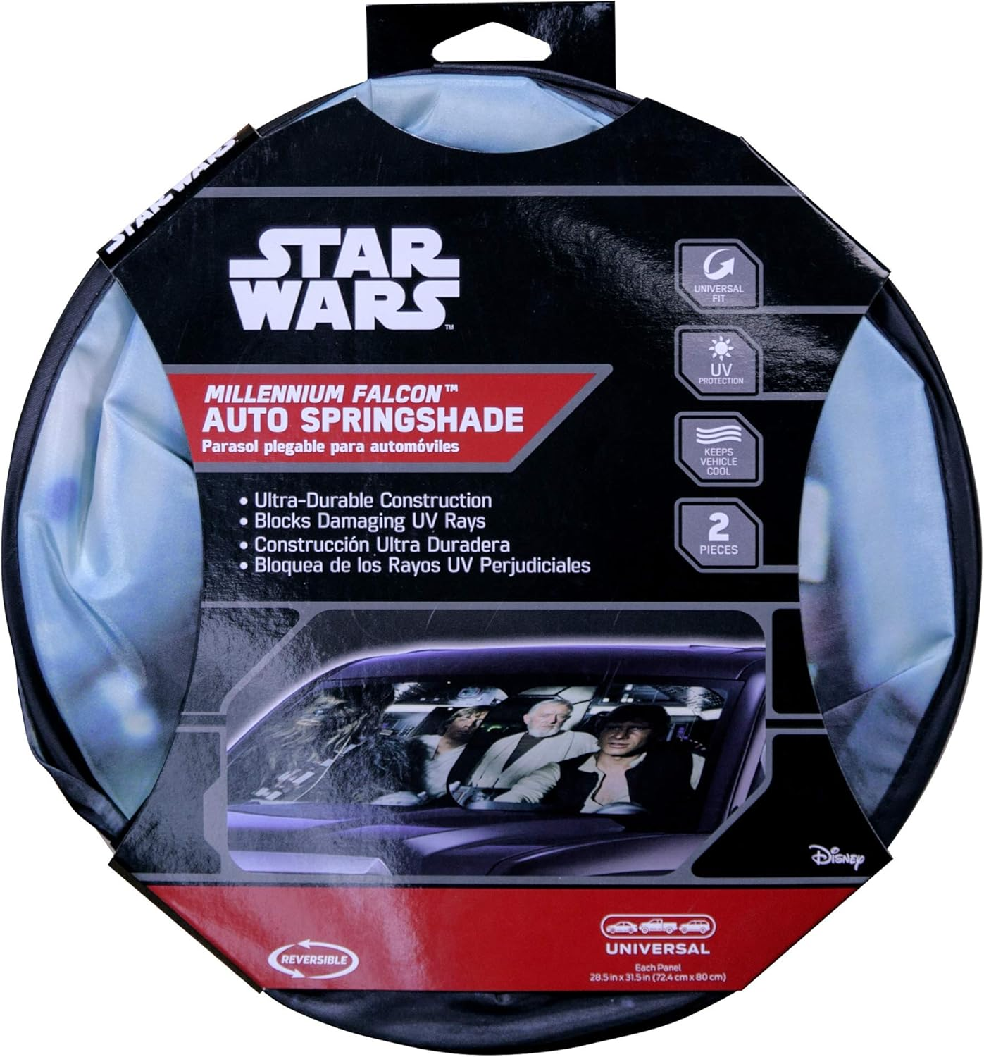 Plasticolor 003747R01 Star Wars Millennium Falcon 2-Piece Magic Car Truck SUV Spring Side Window Sunshade (Pack of 1)