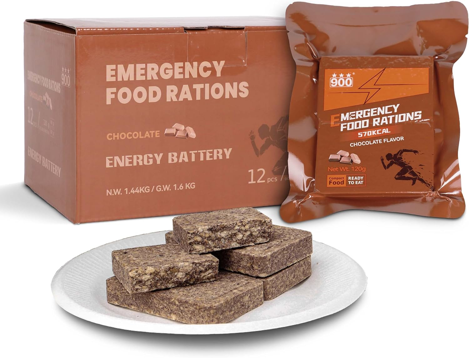 Emergency Food Bars - Chocolate Hardtack, Mre Meals Military 2025, Long Shelf Life, Emergency Meals Ration Bars, for Disaster Preparedness, 12 Count image number 2