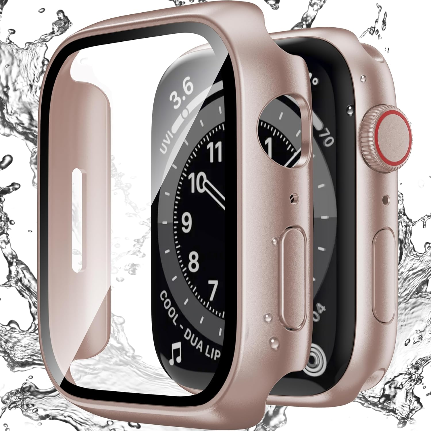 Zumyzu Compatible with Apple Watch Waterproof Case 42Mm Series 11 10 with Tempered Glass Screen Protector, Full Coverage Bumper Cover for Iwatch Case 42Mm Rose Gold