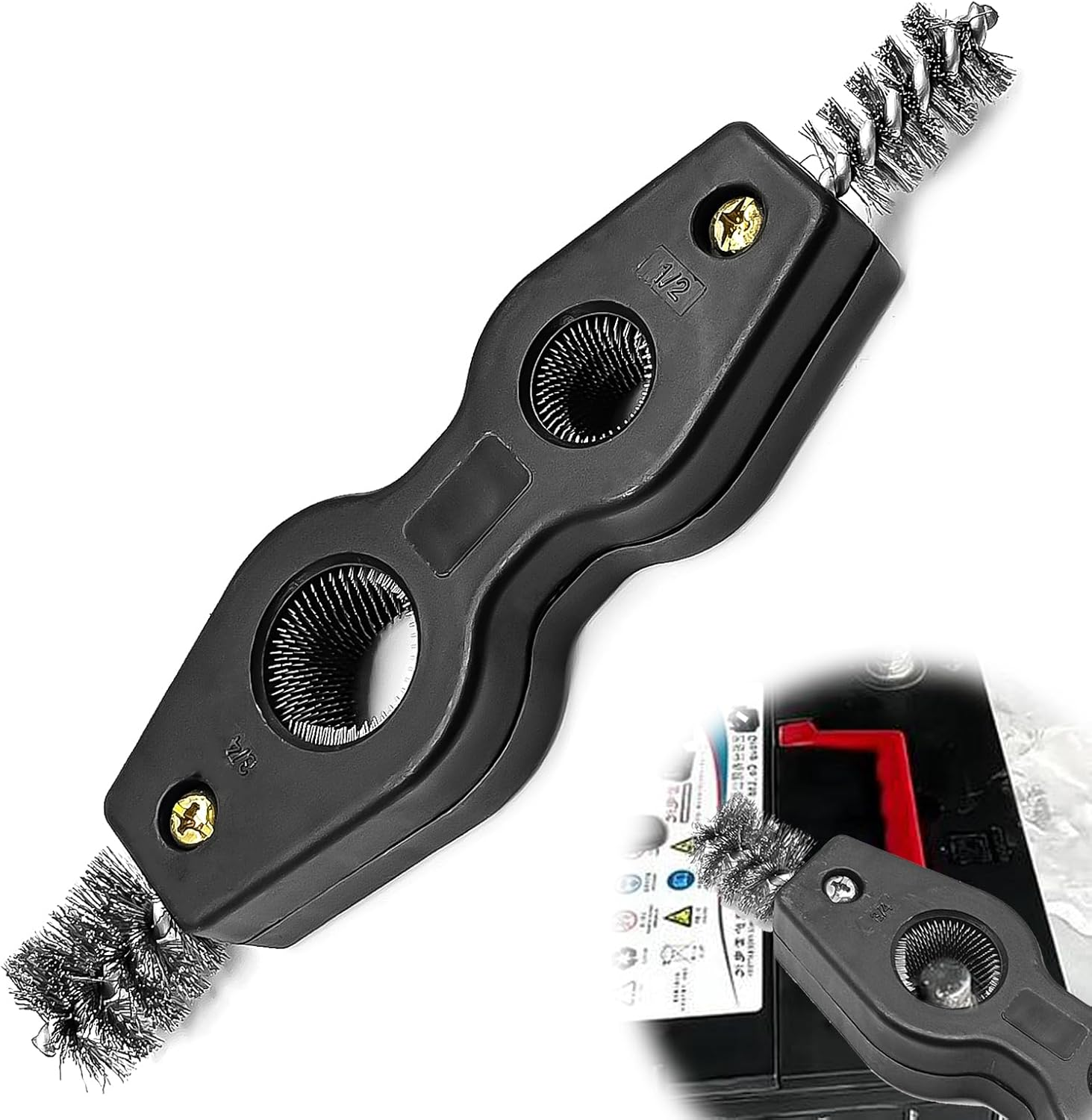 ZOKYUYS 4 in 1 Car Battery Cleaning Brush,Anti-Corrosion Battery Terminals,Copper Pipes Cleaner Brush Tool,Universal for Automotive and Marine for Plumbing Installation Soldering Brazing image number 2