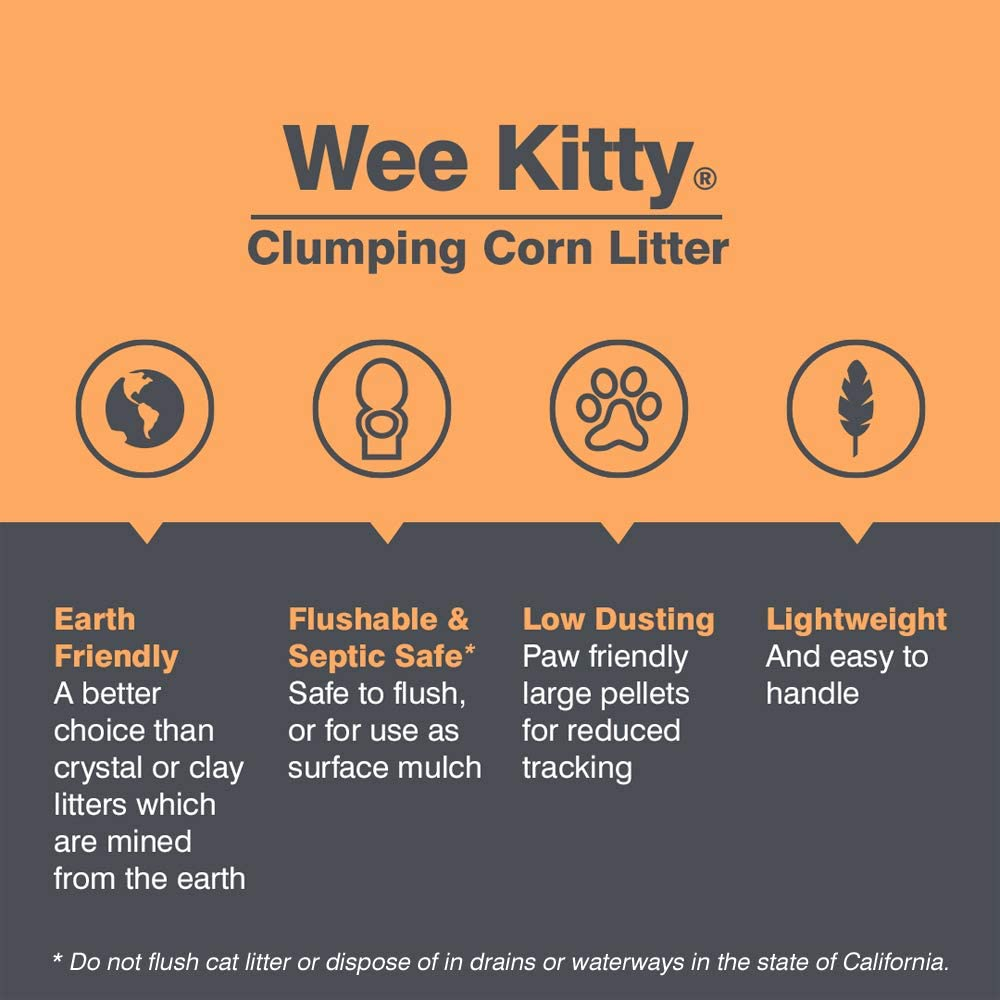 Rufus & Coco Wee Kitty Clumping Corn Cat Litter , Natural Flushable , Low Tracking Biodegradable Pellets , 9 Kilogram Bag image number 2
