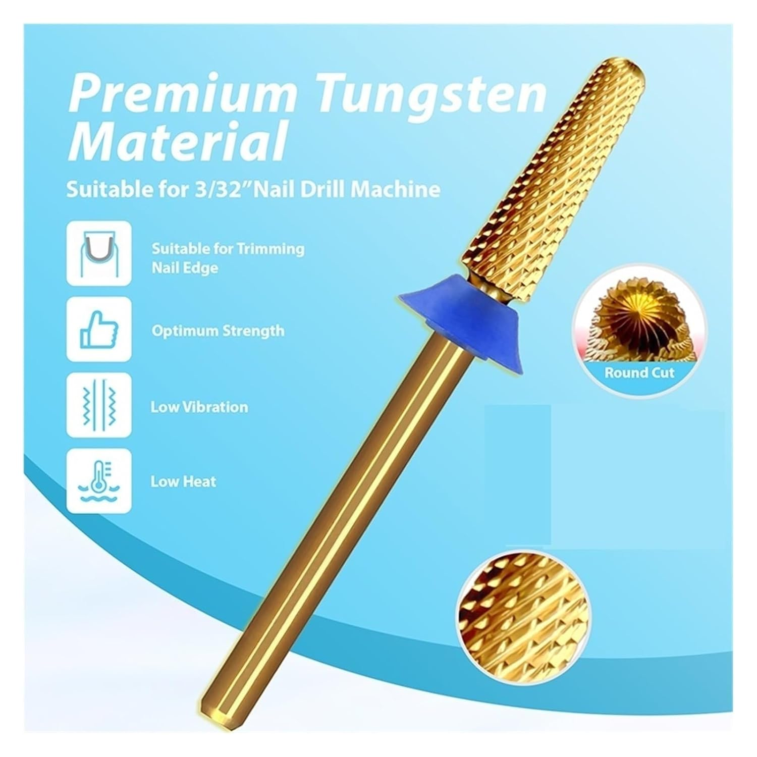 Yulaninu 3/32 Inch Cone Nail Drill Bits Carbide Tapered Left Right Hand Manicure Tool