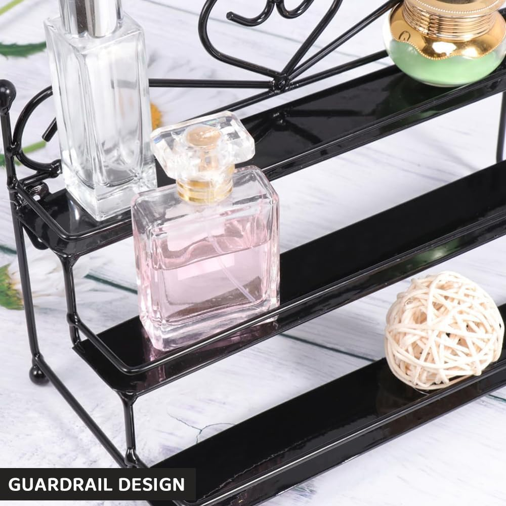 Nail Polish Wall Rack 3 Tiers Metal Nail Polish Organizer Shelf Rack Table Top Display Rack Stand, for Essential Oils, Lipsticks & Cosmetics, Salon or Home Use image number 2