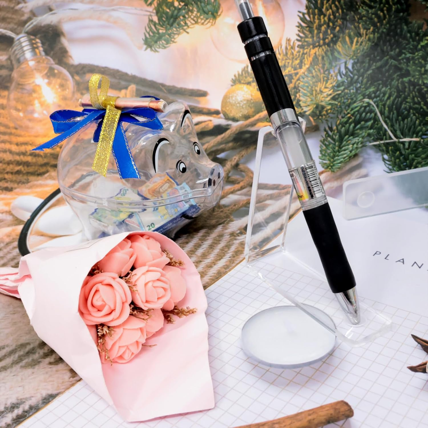 Honbay 4PCS Acrylic Single Pen Holder Stand Clear Pencil Display Stands Makeup Brush Rack Organizer for Home School Office Use or Eyebrow Eyeliner Paintbrush Display image number 6