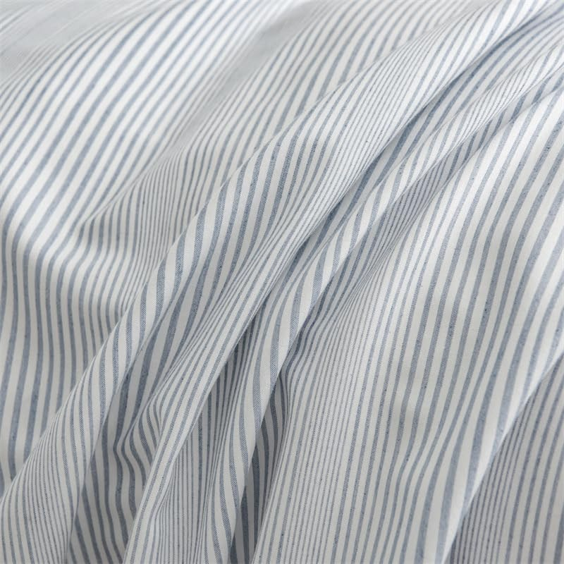 Bamboo Cotton Blue Stripes Pattern Doona Duvet Quilt Cover Set (King) image number 6