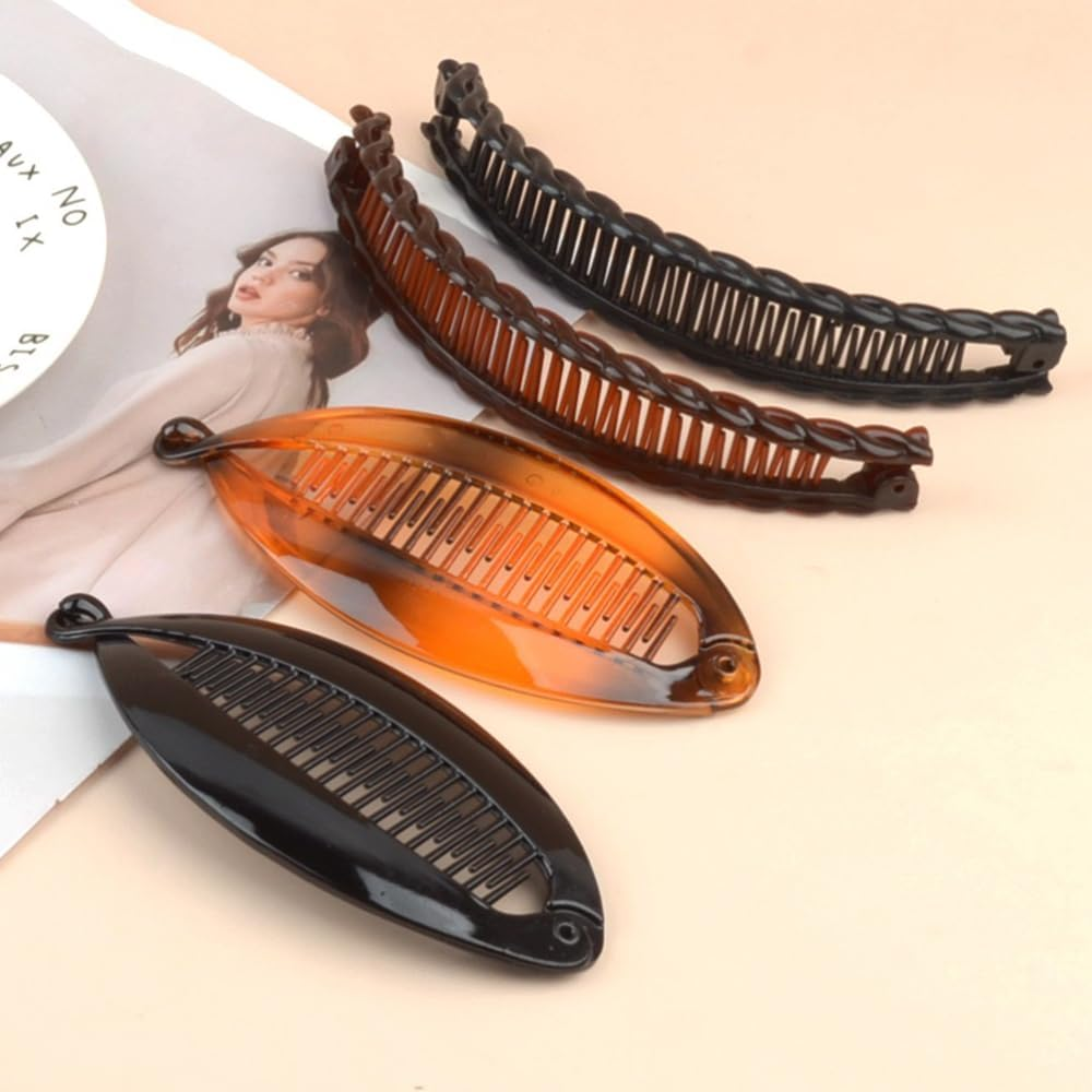 4Pcs Banana Hair Clips Vintage Clincher Combs Tool for Thick Curly Hair Non-Slip Fishtail Hair Clip Styling Accessories for Women Girls image number 5
