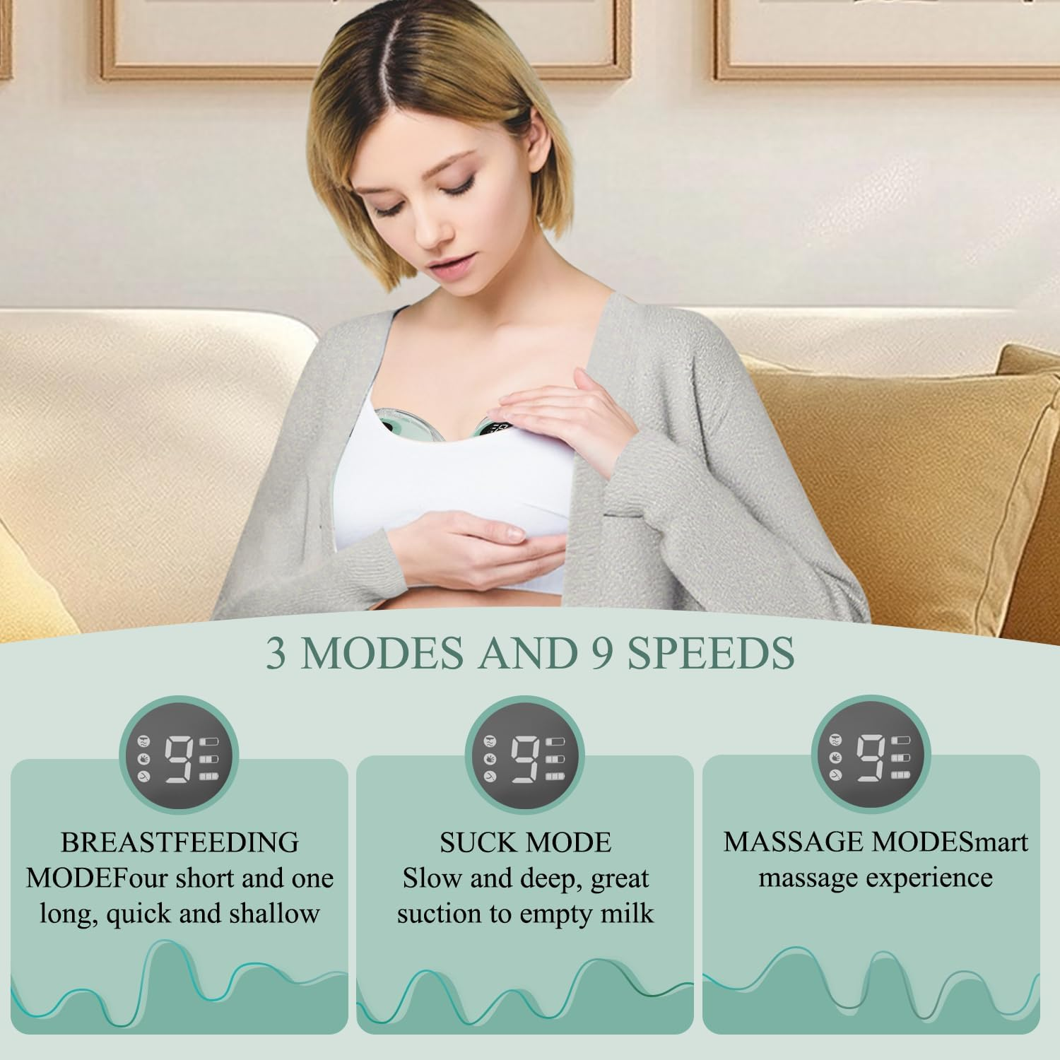Wearable Breast Pump, Hands Freeelectric Breast Pump with Longer Battery Lifeled Display, Portable Low Noise Leakproof, 3Modes 12 Adjustable Levels, Comfortable Flangeinserts,Wearable Breast Pump (1)