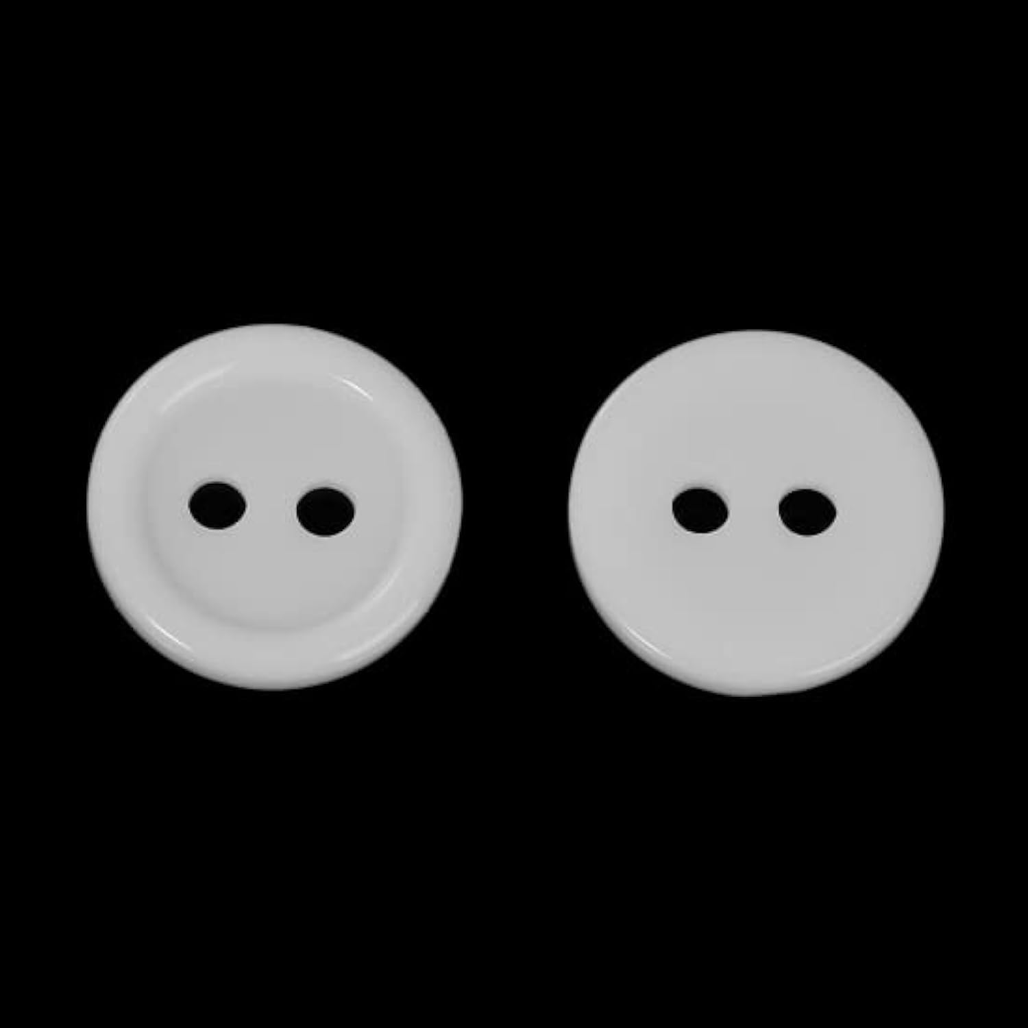 50 X White round Ridge 15Mm Resin Buttons with 2 Sewing Holes. for Clothes Kniting and General Arts and Crafts (White, 15Mm)