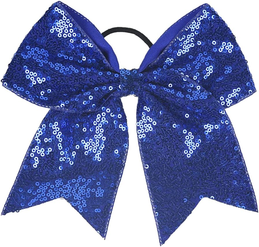 JIHUOO Pack of 2 Large Sequin Hair Bows Bow Hair Bows Ponytail Holder Cheerleading Hair Accessories for Girls Women Green