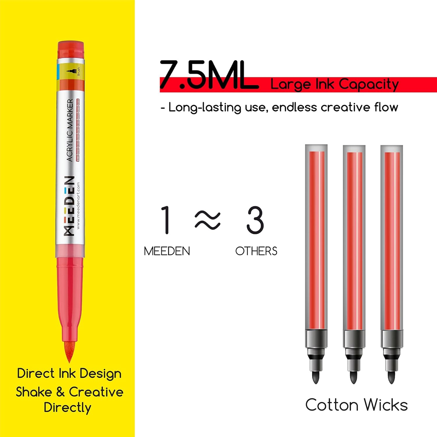 MEEDEN Acrylic Paint Marker Brush Tip: 72 Colors Large Capacity Acrylic Markers with Automatic Ink Control System - Waterproof Paint Pens for Wood, Glass, Rocks, Fabric, Halloween Pumpkin Painting