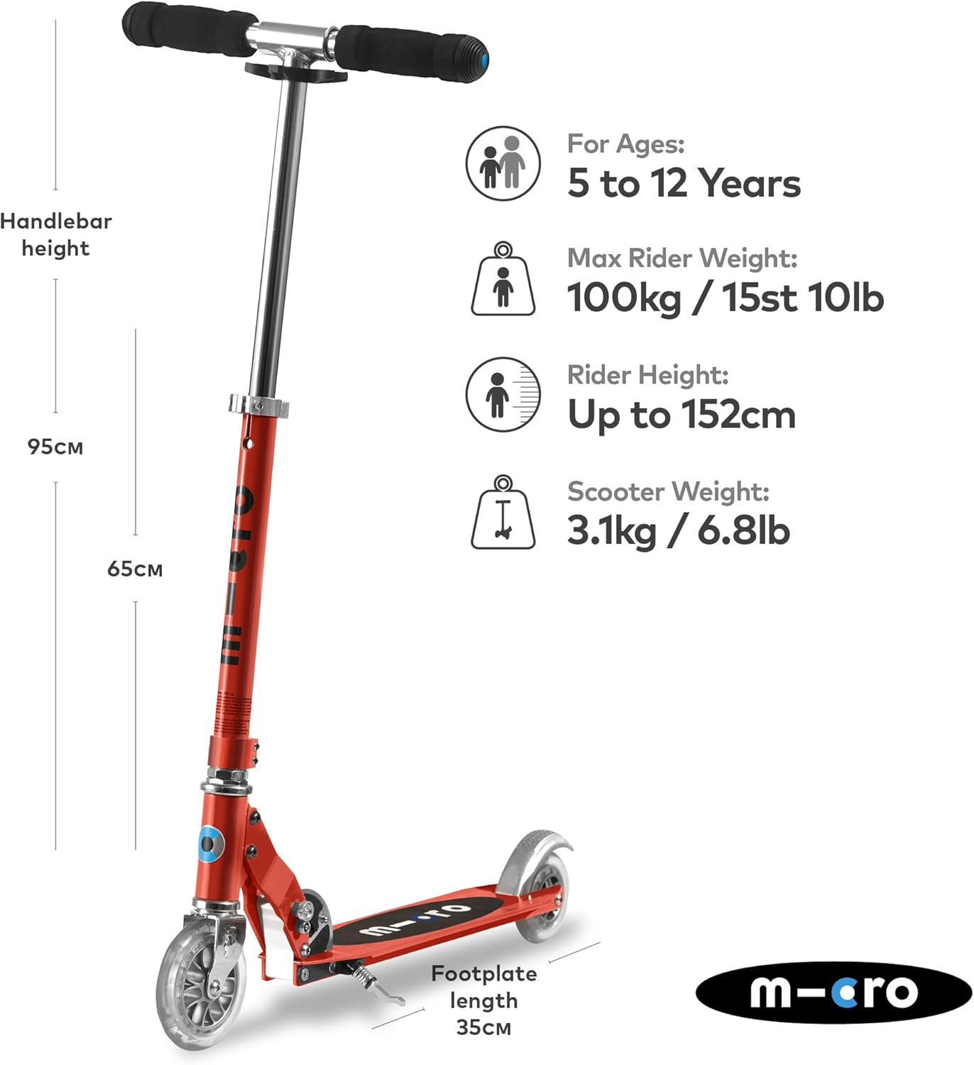 Micro Kickboard - Sprite 2-Wheeled, Smooth-Gliding, Foldable Micro Scooter for Kids Ages 8 to Adult image number 6
