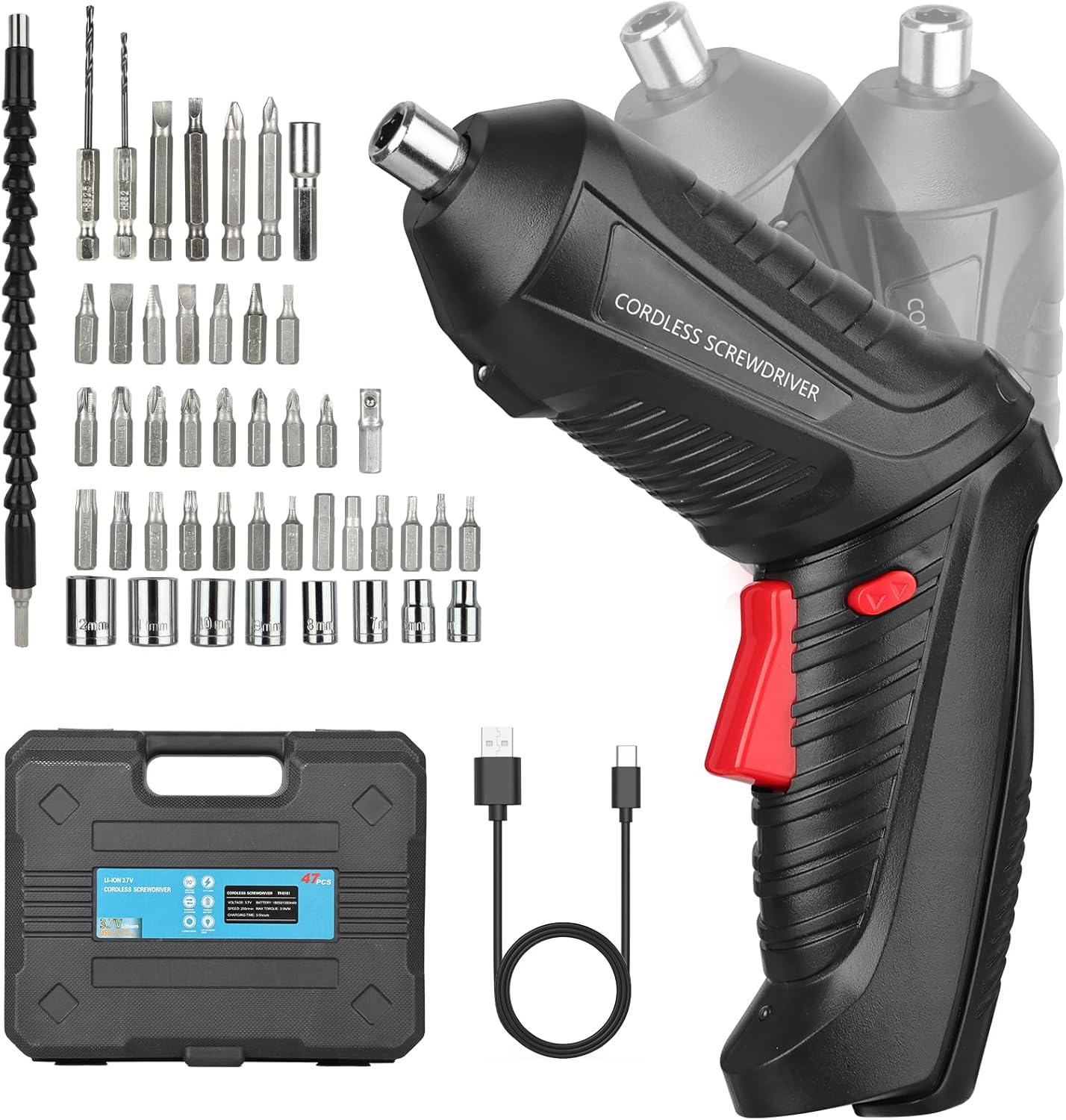 Enginer Cordless Screwdriver Kit: 3.6V Type-C Rechargeable, Led-Arbeitslicht + Taschenlampe, Lightweight, Multi-Purpose Tool for Home DIY, Furniture Assembly, Wood/Tile/Glass Repair image number 1
