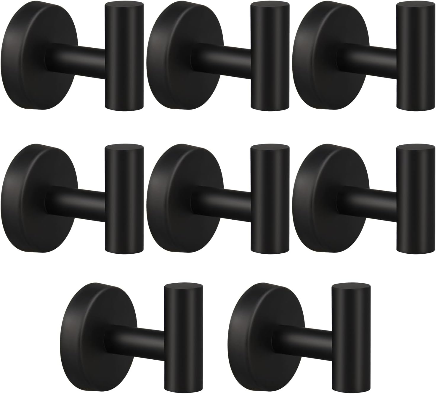 2/4/8 Pack Towel Hooks, Robe Hook, Bathroom Coat Hook Wall Mounted, SUS304 Stainless Steel Bathroom Hooks, Towel Hook for Bedroom Kitchen Hotel Office(8 Pack Matte Black) image number 2