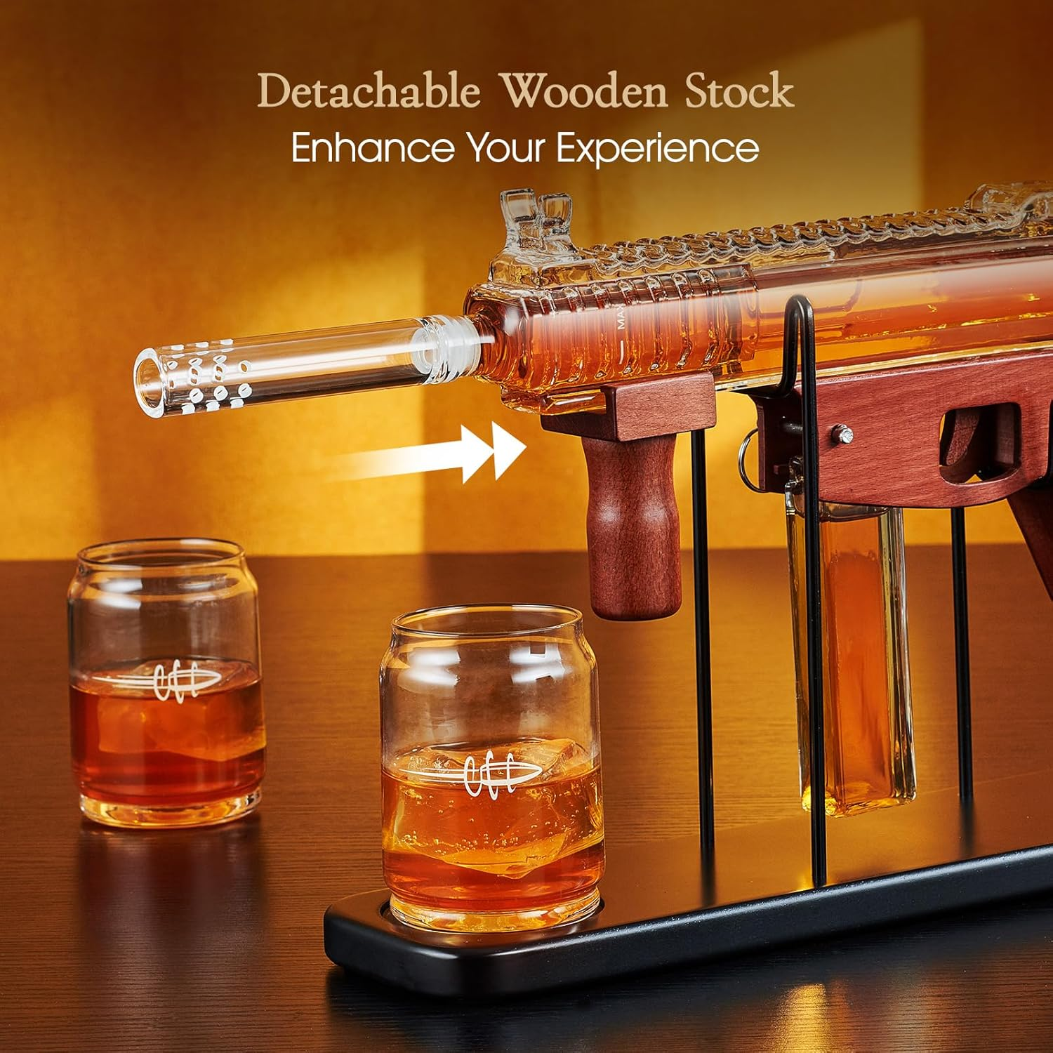 Gifts for Men Dad, Kollea Gun Whiskey Decanter Set-Limited Edition, Liquor Decanter with Bullet Shot Glass, Cool Anniversary Birthday Gifts for Him Husband, Military Present for Home Bar Drinking image number 1
