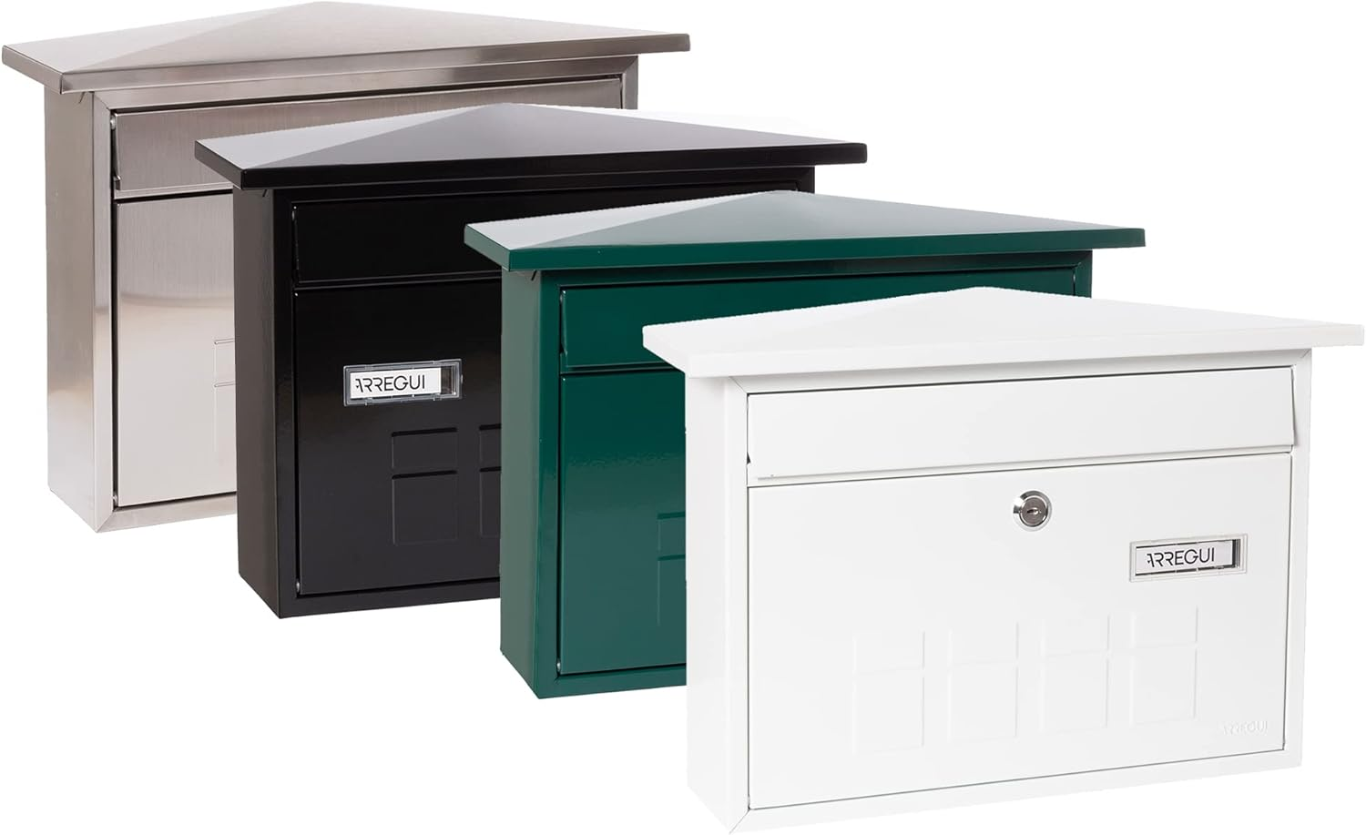 ARREGUI Deco E5701 Galvanised Steel Letterbox, Size M (DIN A4 Post), Horizontal Wall Letter Box for Outdoor Use, Post Box for Outdoor Use with Name Plate and Flap in White - White image number 6