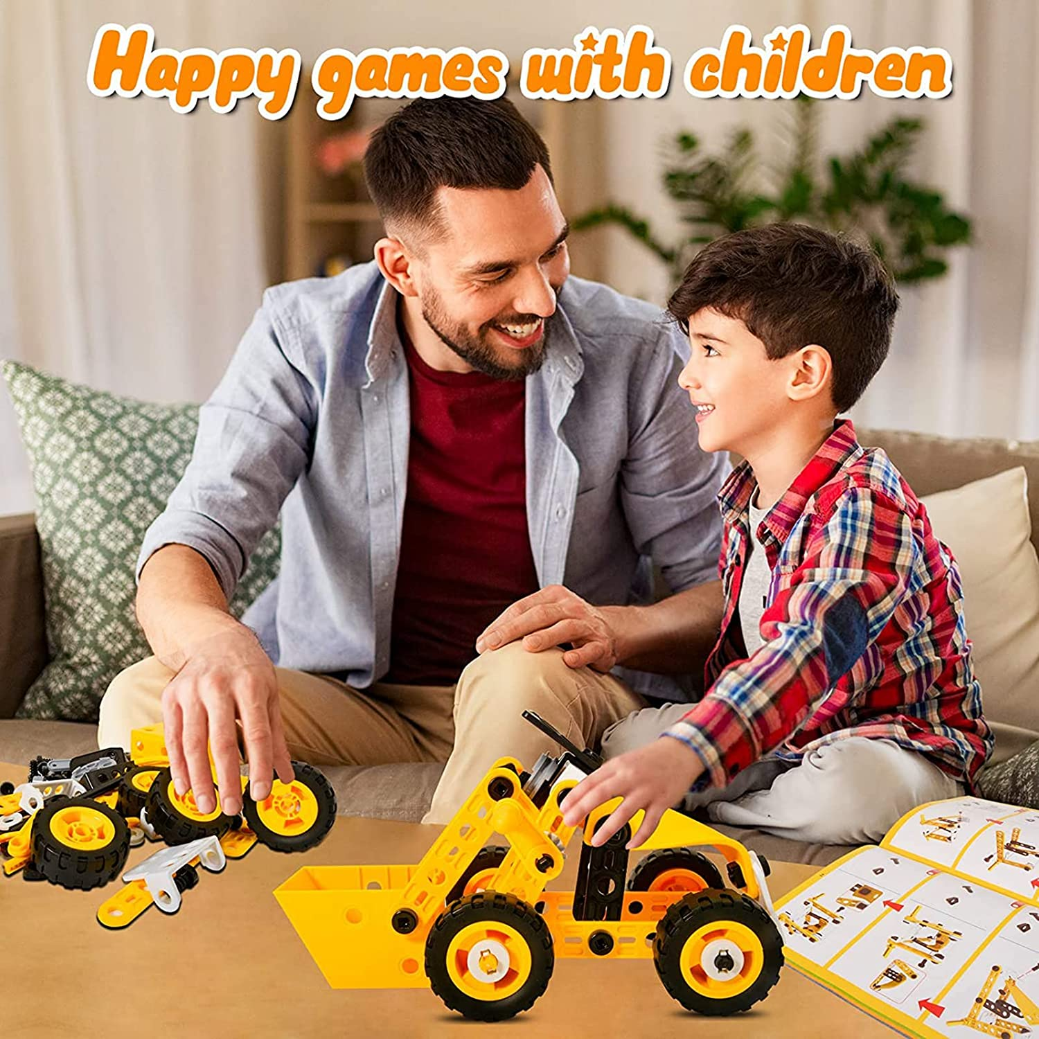 Techshining 8 in 1 Toy Trucks for Kids Take Apart Toys Construction Vehicles STEM Educational Toys Building Blocks for Boys and Girls Christmas Birthday Gift image number 4