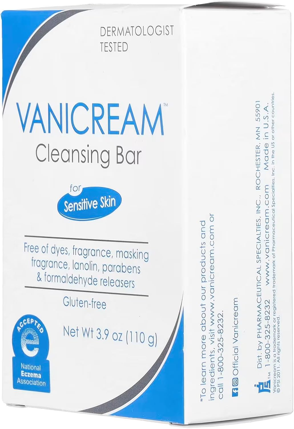 Vanicream Cleansing Bar, for Sensitive Skin, Fragrance Free, 3.9 Oz (110 G) image number 4