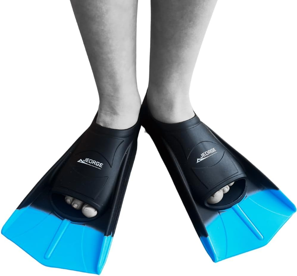 JEORGE Short Blade, Swimming Training Fins, Sizes for Men, Women and Kids, Includes Travel Mesh Bag