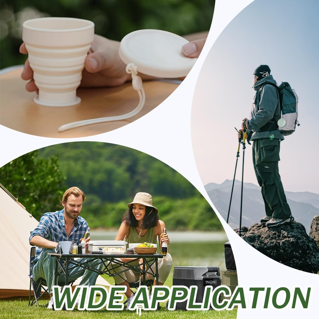 GXGM 4 Pack Collapsible Silicone Travel Mugs, Portable Camping Cups with Lids Reusable Shatterproof for Picnic, Hiking, image number 5