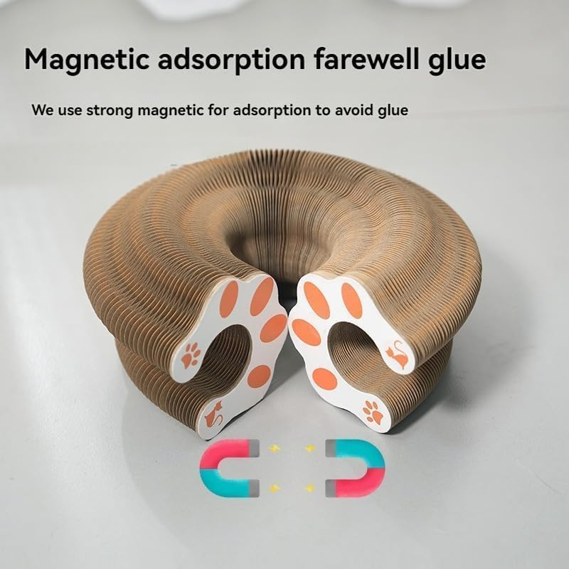 Kitten Curl Toy, Magic Organ Cat Scratcher Board, Kitten Curl Cardboard Cat Toy, Foldable Cat Scratching Board, Cardboard Cat Toys, Interactive Scratch Pad Cat Toy with Toy Bell Ball image number 2