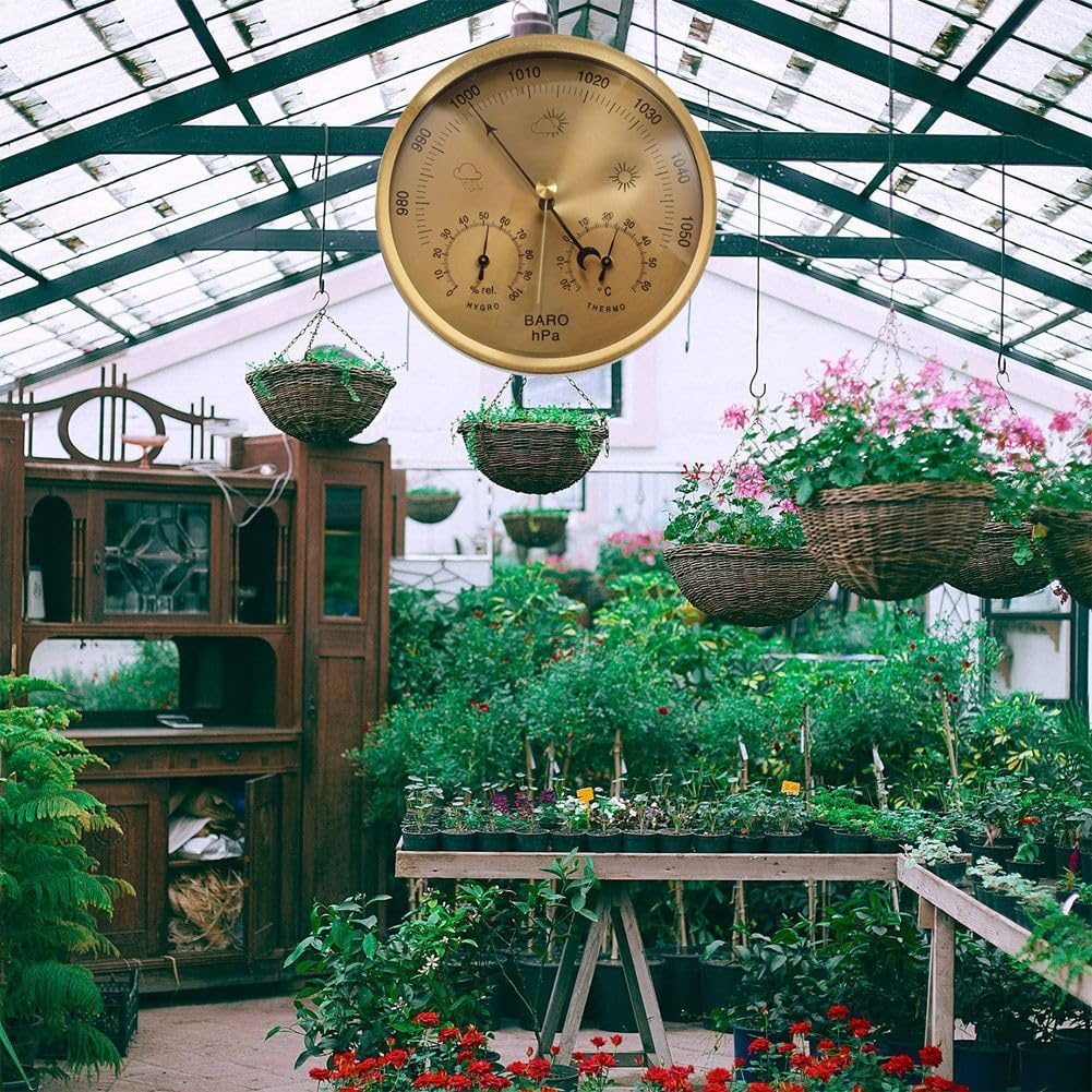 3-In-1 Dial Barometer Thermometer Hygrometer (Gold) Metal+Abs+Acrylic for Home, Wall Decor, Baby Room, Fishing 1 Piece image number 4