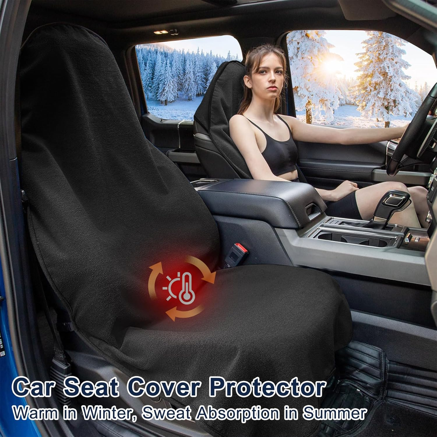 Car Seat Cover Protector, 2 Pack Waterproof Sweat Towel Seat Cover for Rainy Day, Gym, Workout, Running, Swimming, Beach, Hiking, Multi-Purpose Seats Covers Universal Fit for Cars SUV Trucks (Black) image number 3