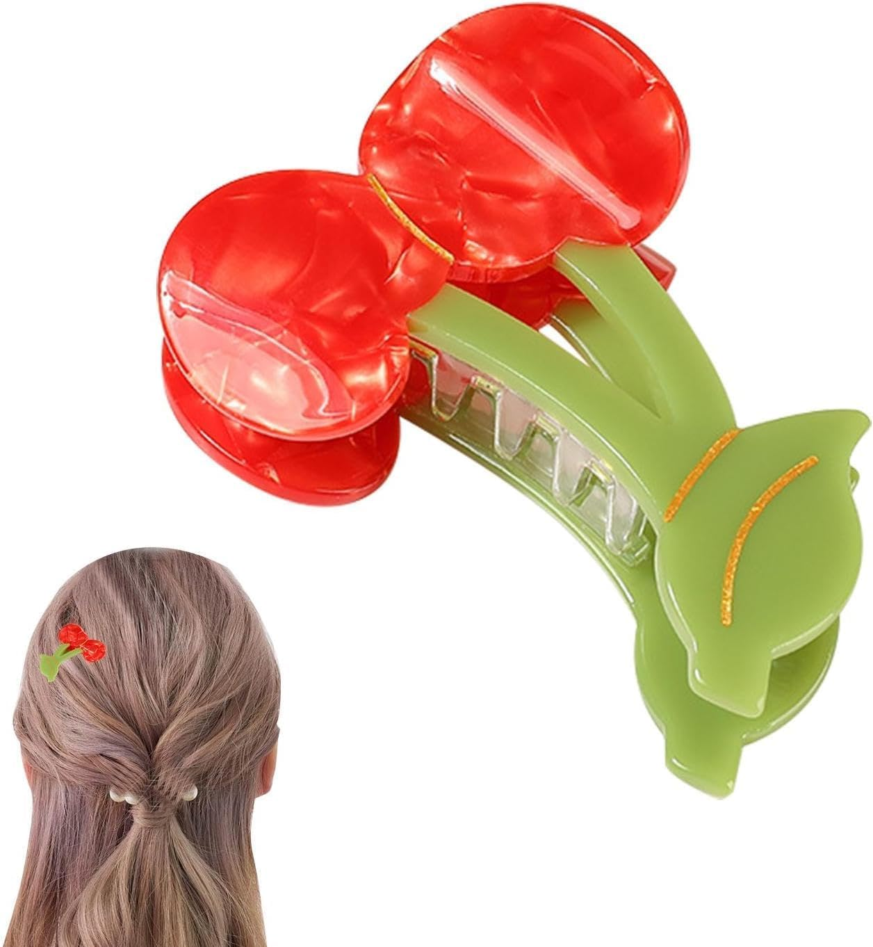 Cherry Hair Clip - Red Claw Clip Fruit Hair Clips,Cherry Hair Clips for Mother'S Day, Graduation Ceremony, Birthday Parties, Valentine'S Day image number 4