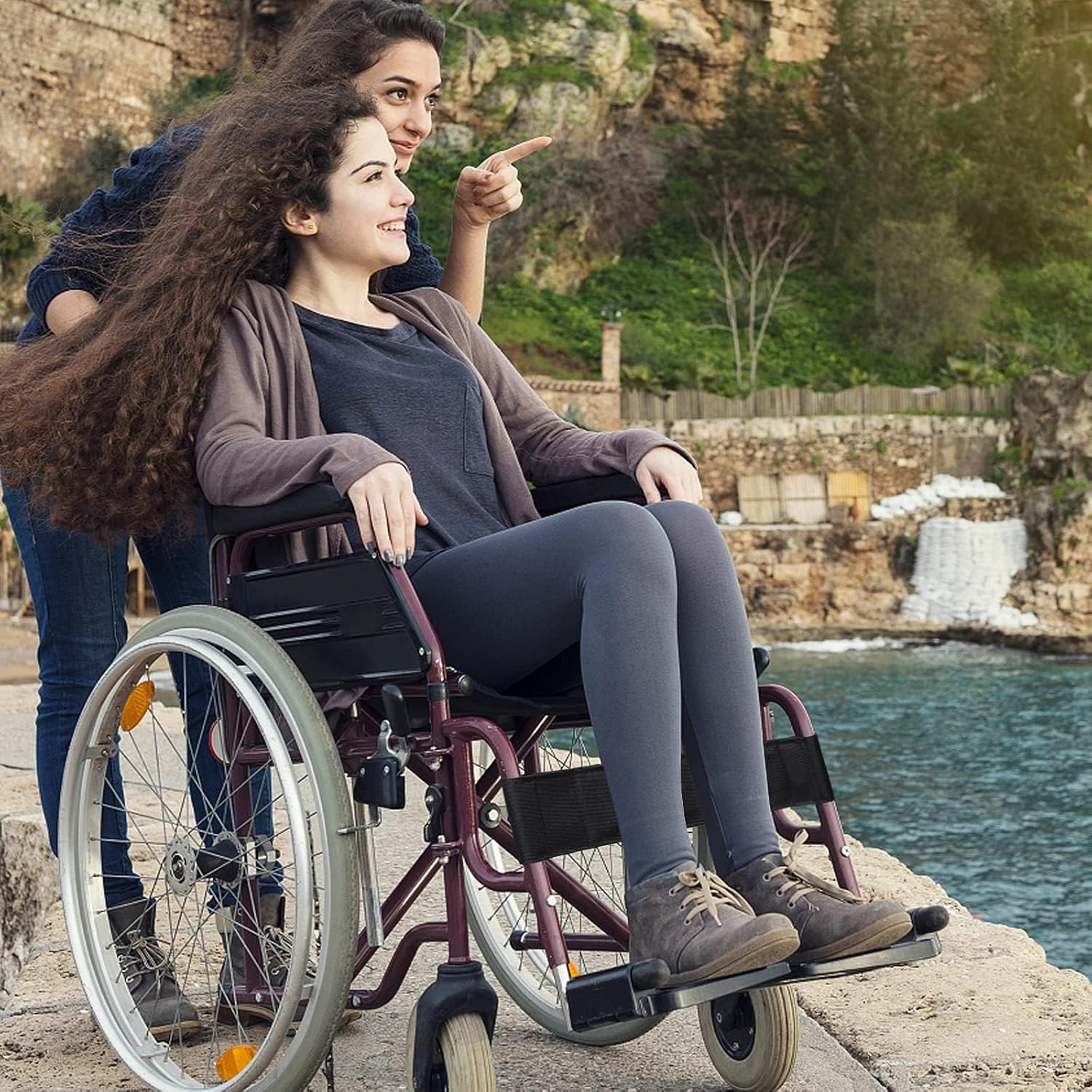 2 PCS Wheelchair Calf Strap, Lightweight Soft Footrest for Disabled Elderly,Transporter Leg Strap Support Lower Leg, Medical Leg Restraint Use Oxford Cloth Material 20.5 X 3.9 Inch F256 image number 6