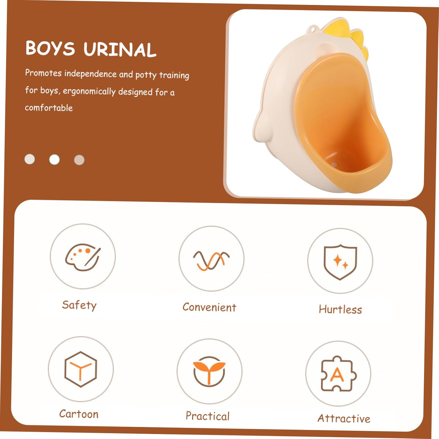 Kisangel Cartoon Dinosaur Potty Training Urinal for Toddlers Boys Standing Wall Mount Bathroom Use image number 1