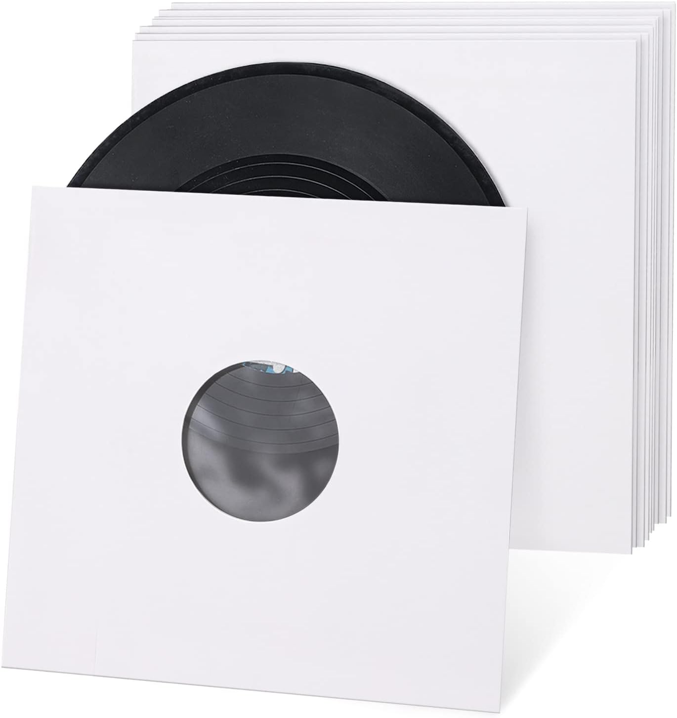 Facmogu 20PCS 12In White Paper & Poly Lined Record Inner Sleeves, 110Gsm LP Record Parper Covers Phonograph Record Storage Sleeves, 33 RPM Record Sleeve, Record Sleeve Protectors for LP Vinyl Records image number 3