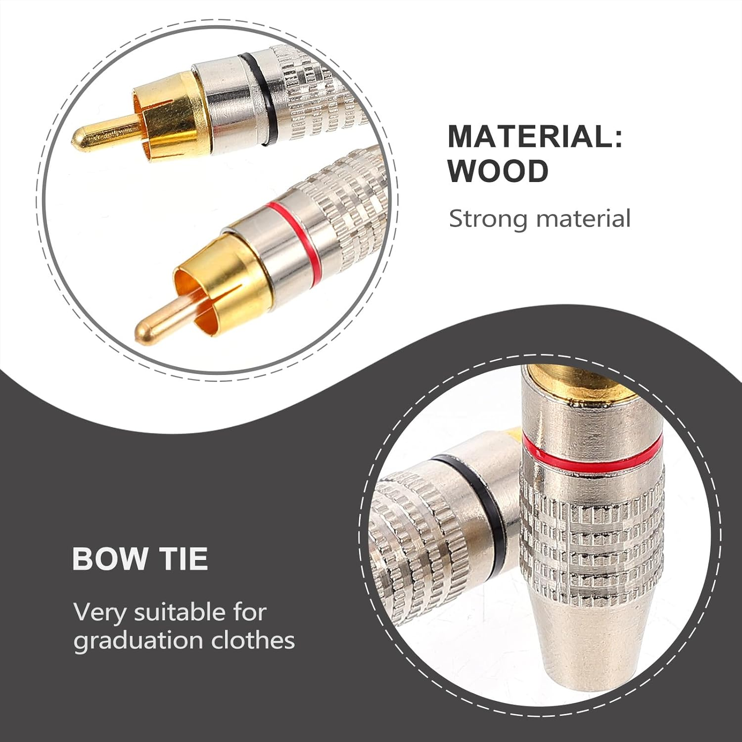 EXQUIMEUBLE 4Pcs Gold Plated Male Audio Connector Plug Metal Speaker AV Repair Adapter for Home Theater and Professional Sound Systems with Rings image number 4