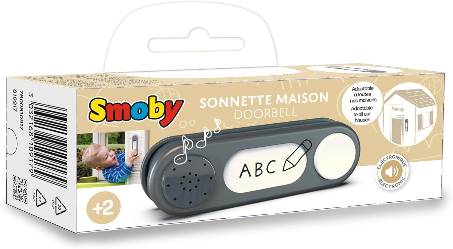 Smoby - 810917 Electronic Doorbell - Smoby - Outdoor Home Accessory - Suitable for Ages 2 and above - Grey image number 2