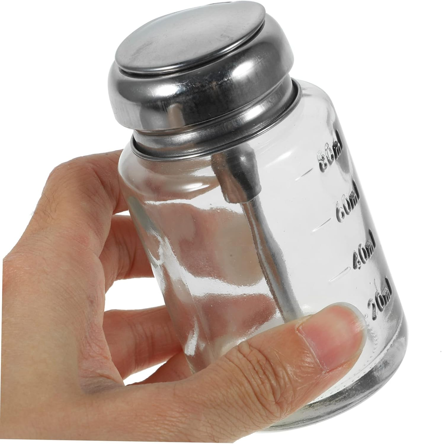 RORPOIR Glass Pump Bottle 3.7 Inch Wide Mouth Pressure Dispenser for Nail Polish Remover Manicure Liquid Portable Refillable Cleaning Container image number 6