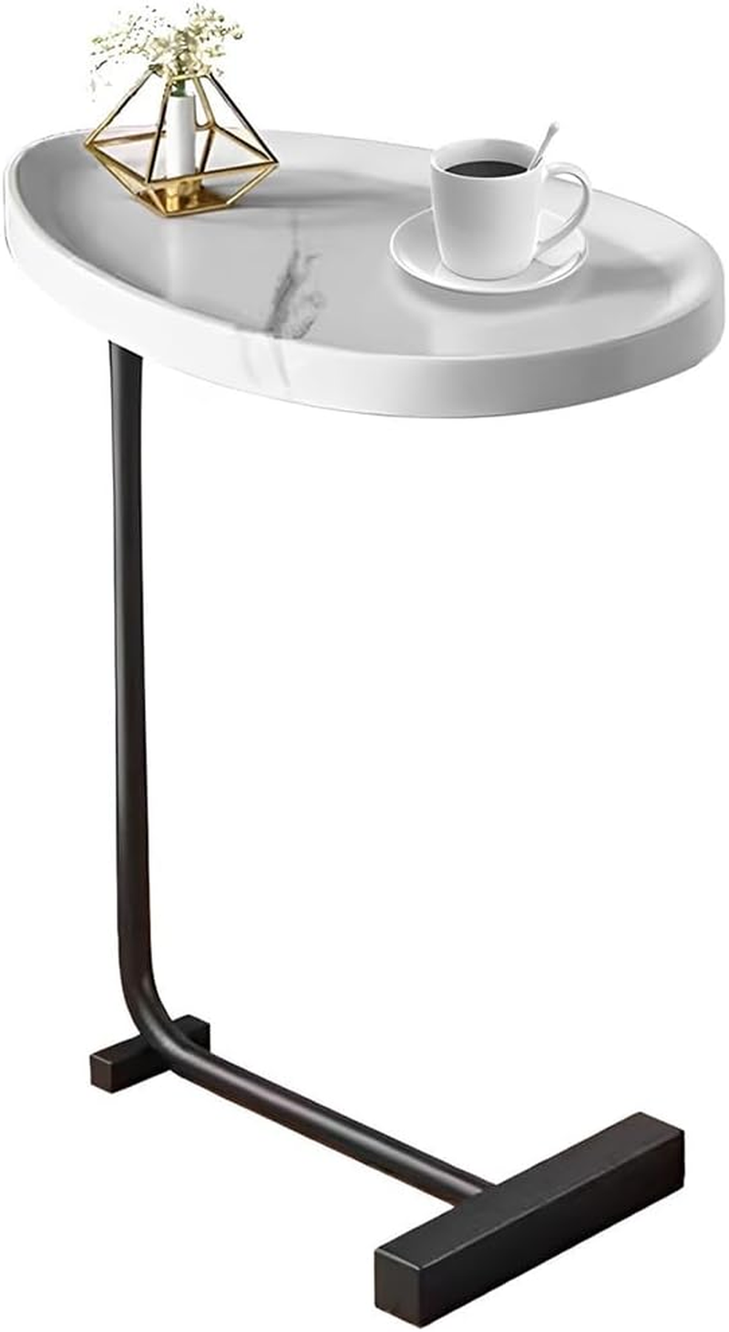 C Shaped End Table, C Table for Couch,Coffee End Table,Sofa Snack Side Side Tables,With Metal Frame, Industrial, for Living Room,Bedroom (Style D)