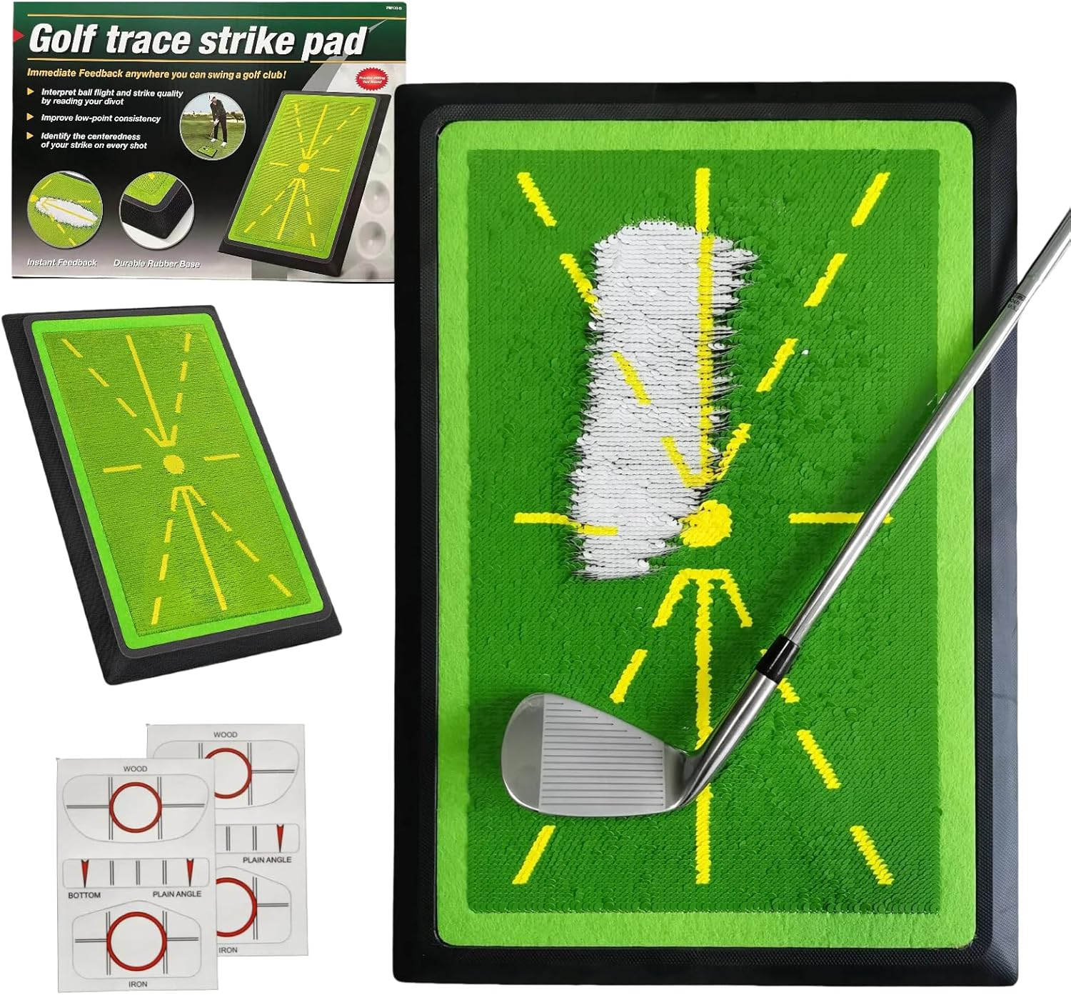 Golf Swing Correction Mat with Reflective Beads - Shows Swing Path,Easily Reset,Track & Improve Your Swing, Includes 2Golf Ball Stickers，Exercises and Provides Golf Leveling image number 6