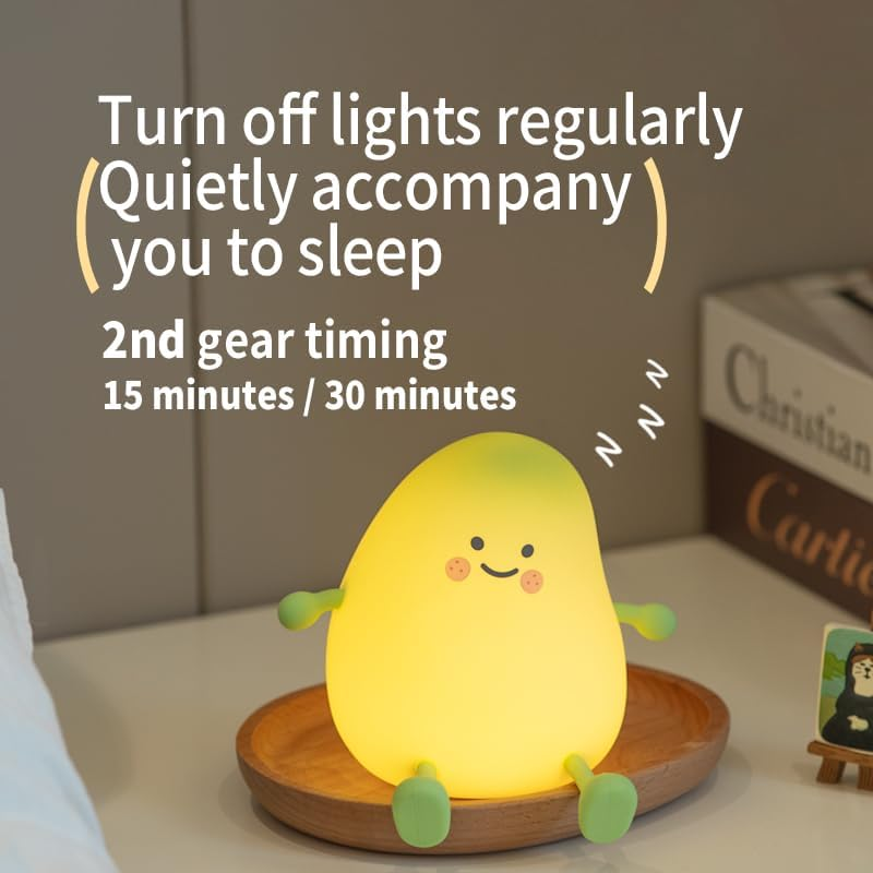 YUCHAO WONOER Cute Mango Night Light-Night Light for Kids, Baby Night Light, Rechargeable Dimmable Nightlight, Bedside Lamp Nursery Nightlight with 15/30/60 Minutes Timing Setting and Touch-Sensitive image number 3
