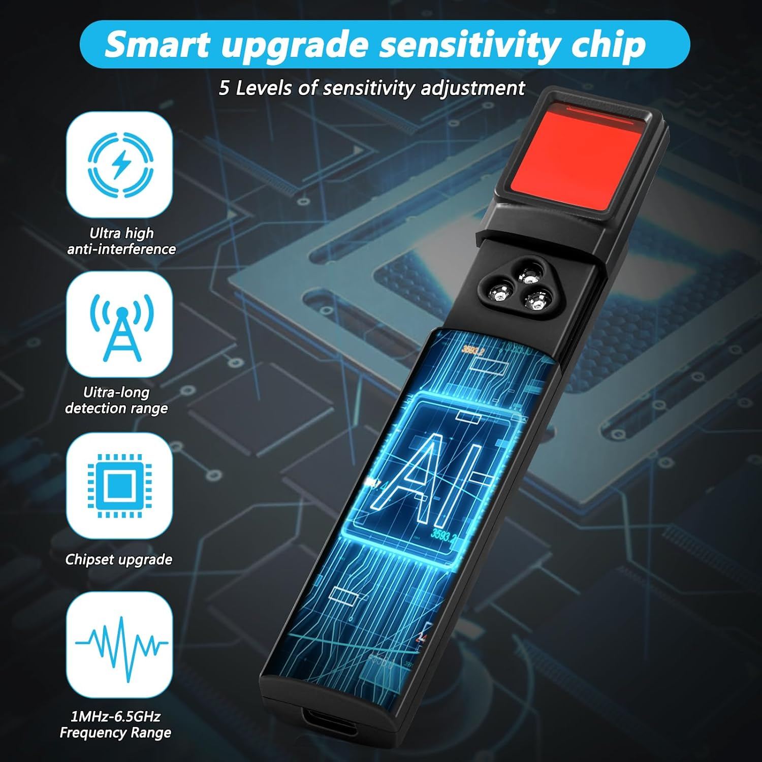 Fyzuf Hidden Camera Detectors, Listening Device Detector, RF Signal Detector, GPS Tracker Detector, Anti-Spy Detector, Bug Detector Electronic Sweeper, 30H Working Time, 5 Levels Sensitivity (Black) image number 6