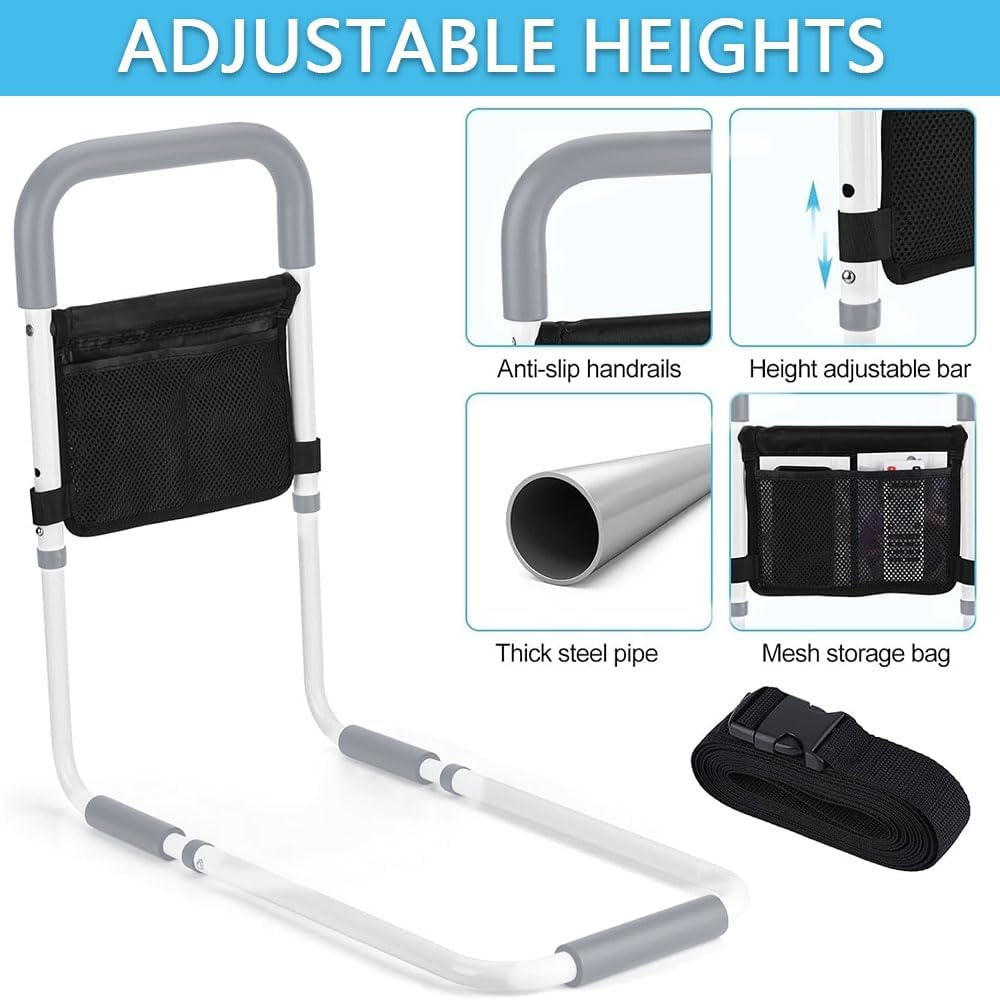 Bed Rails for Elderly Adults &ndash; Adjustable Bed Assist Rail with Non-Slip Handle & Storage Bag, Safety Support Bar for Seniors, Fits King, Queen, Full & Twin Beds image number 4