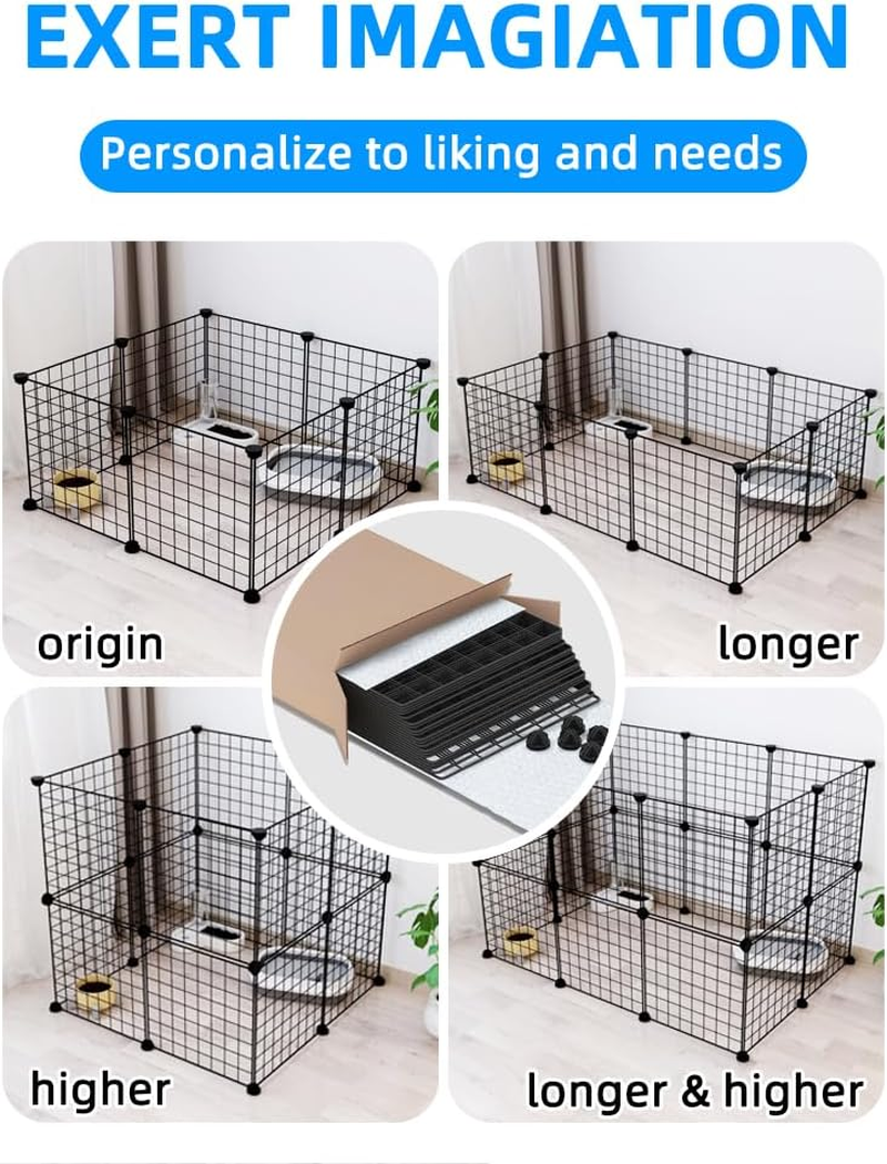 Ricjurzzty Pet Playpen,Portable Metal Wire Mesh XXS Size 30Cm(11.8In),Small Animal DIY Pen Cage Yard Fence,Outdoor & Indoor for Kitty,Puppy,Rabbit Hedgehog,Guinea Pig,Chinchilla (20 Panels, Black) image number 6