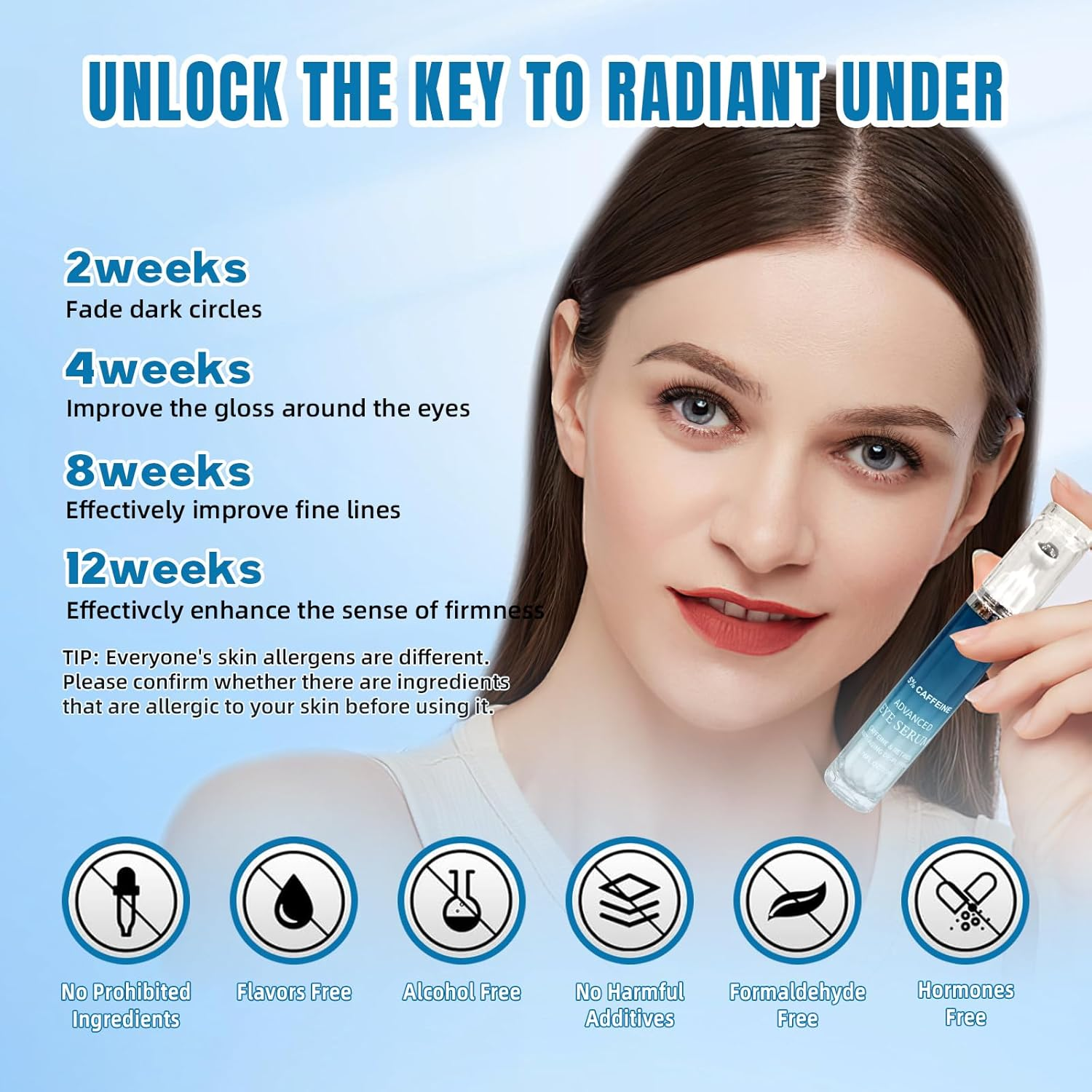 Caffeine Repair Eye Cream Tube 20Ml, Reduces Puffiness and Dark Circles, 5% Caffeine Eye Serum Brightening Eye Treatment for Dark Circles, under Eue Bags and Puffiness(360&deg; Massage Roller) image number 1