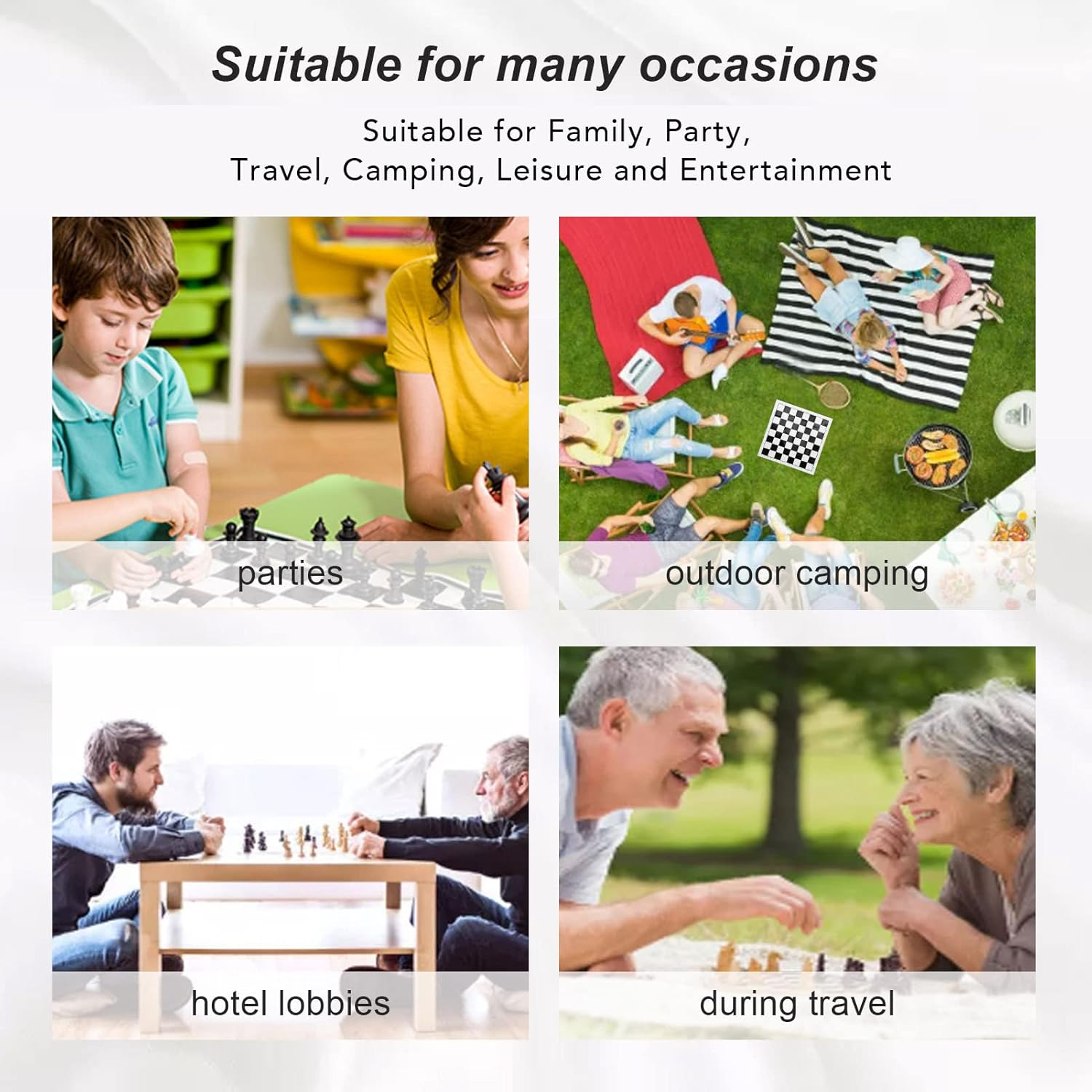 Chess Set, 16.9 X 16.9In Portable Travel Chess Board Game Sets Wear Resistant anti Skid Board Game with PU Mat Storage Bag for Family Gatherings, Travel, Camping image number 5