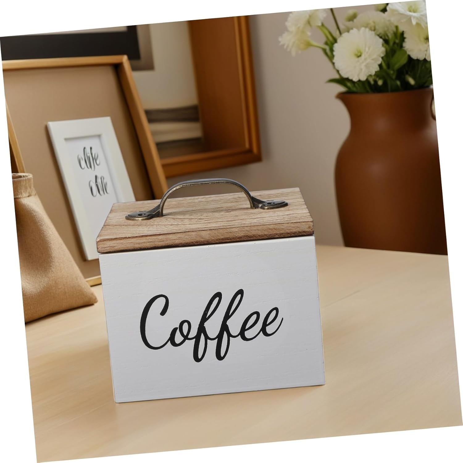 SECFOU Wooden Coffee Capsule Storage Box Holder Lid for Capsules for Kitchen Organization and Home Coffee Pod Storage image number 3